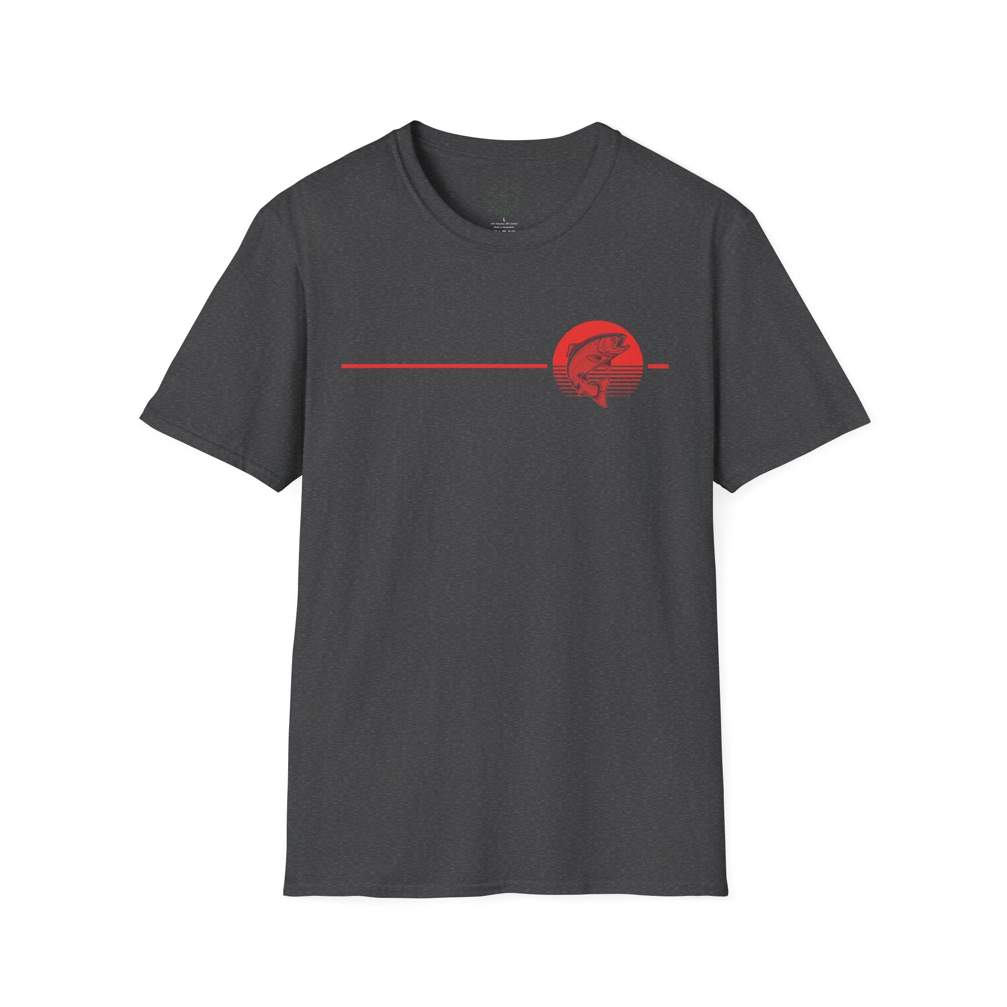 Red Trout Fishing Graphic T-Shirt | Minimal Coastal Stripe