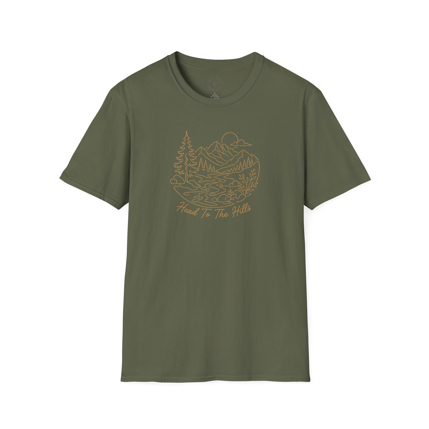 Distressed ‘Head for the Hills’ Mountain Graphic T-Shirt