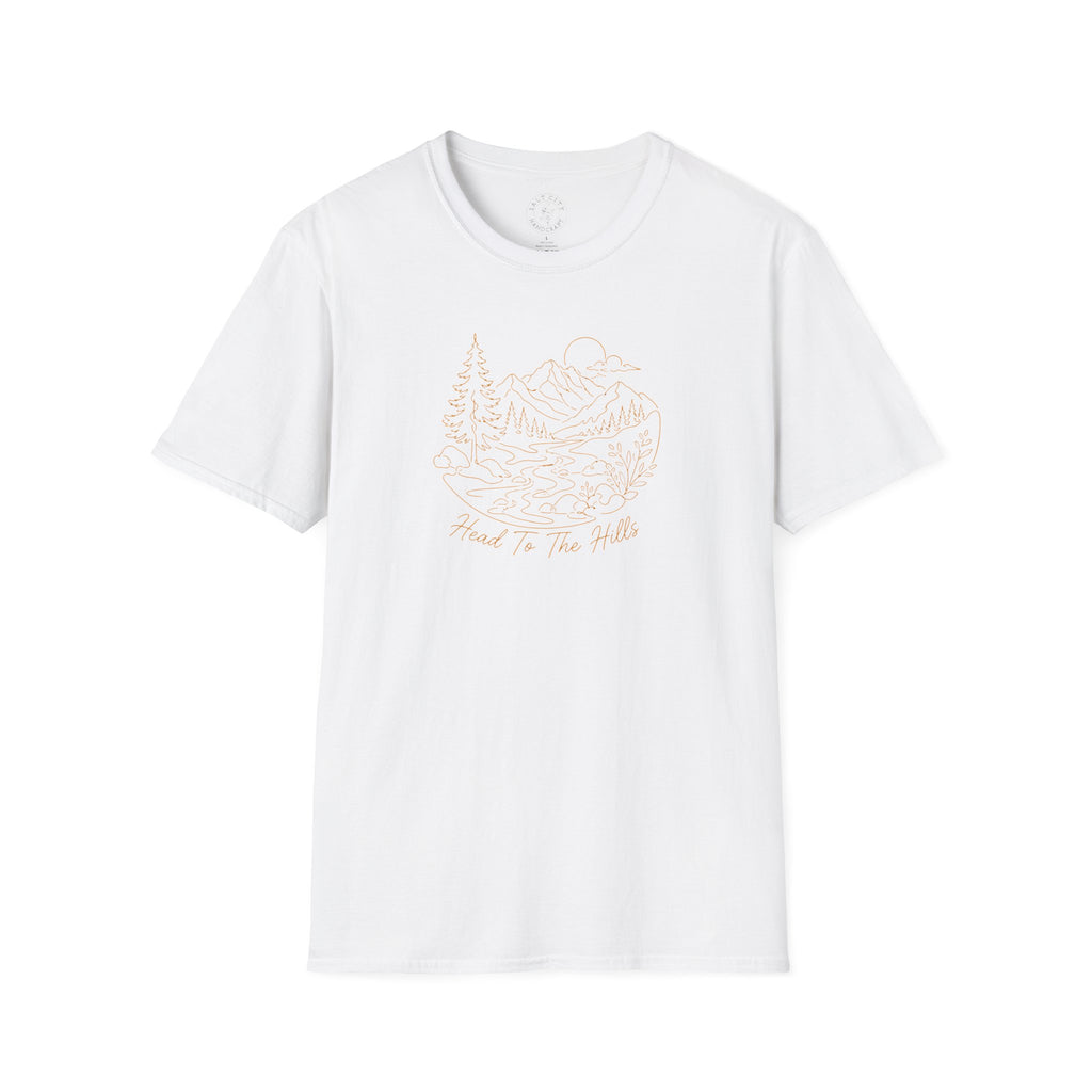 Nature Outline Tee — ‘Head for the Hills’ Mountain Graphic T-Shirt