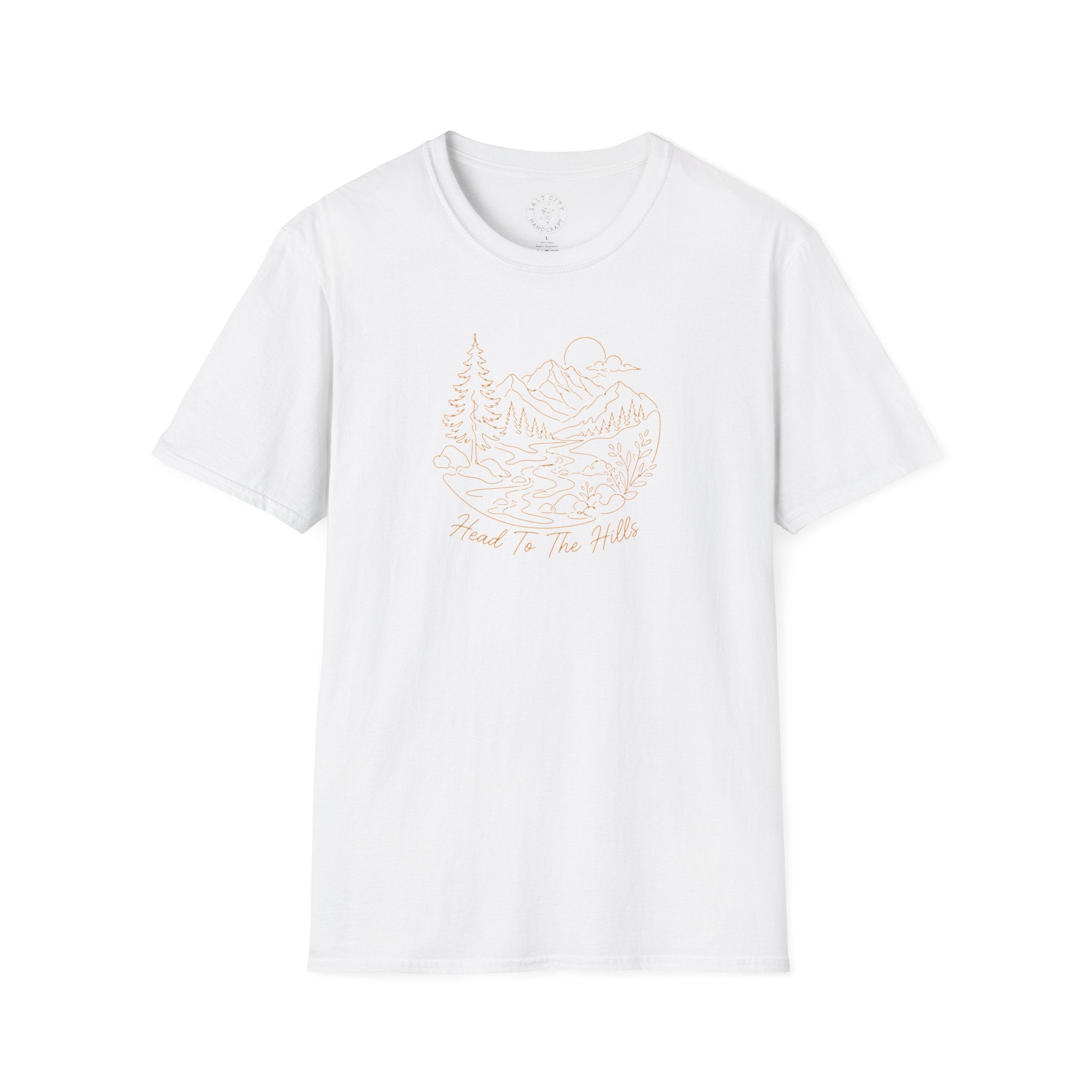 Nature Outline Tee — ‘Head for the Hills’ Mountain Graphic T-Shirt