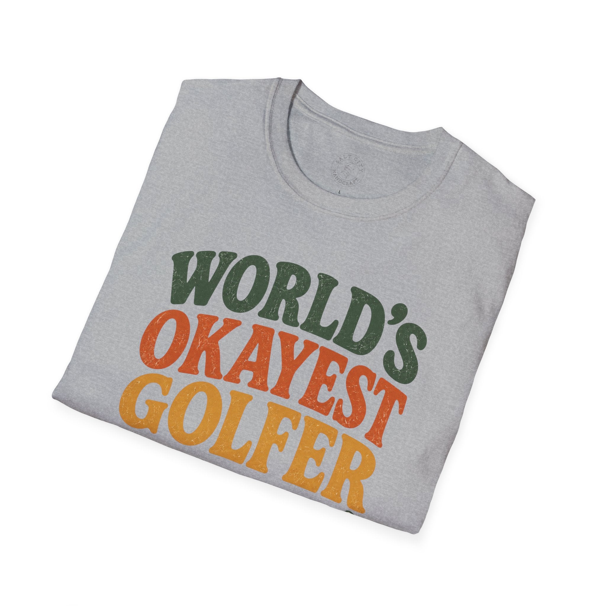 T-Shirt | "World's Okayest Golfer" Retro Golf Humor Tee | Golf Tee
