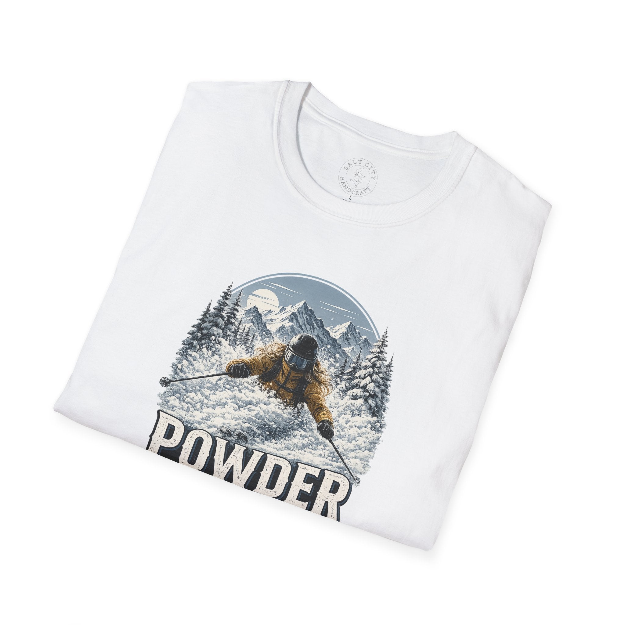 Women's Powder Before Work Ski T-Shirt |  Snowboarding Skiing Mountain Graphic Tee | Unisex Tee