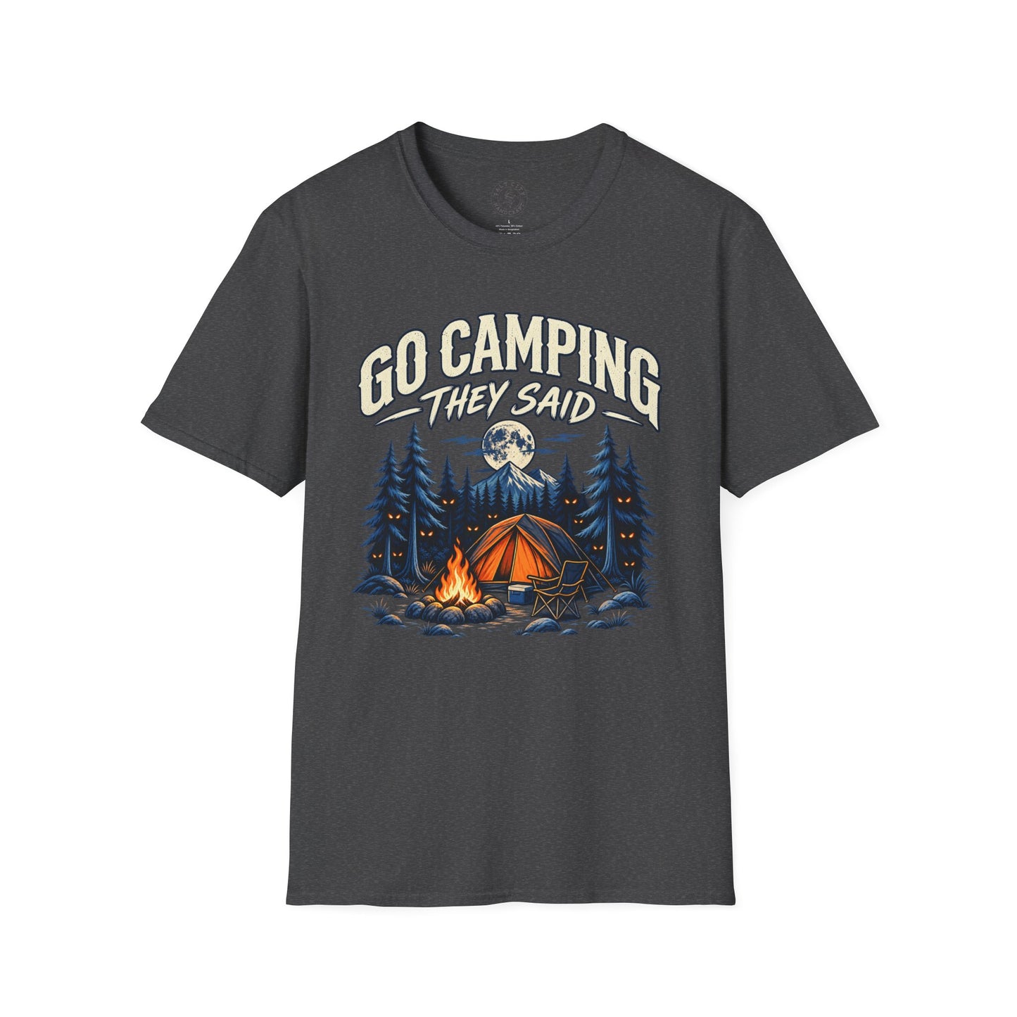 Camping T-Shirt — "Go Camping They Said" Vintage Campfire Tee