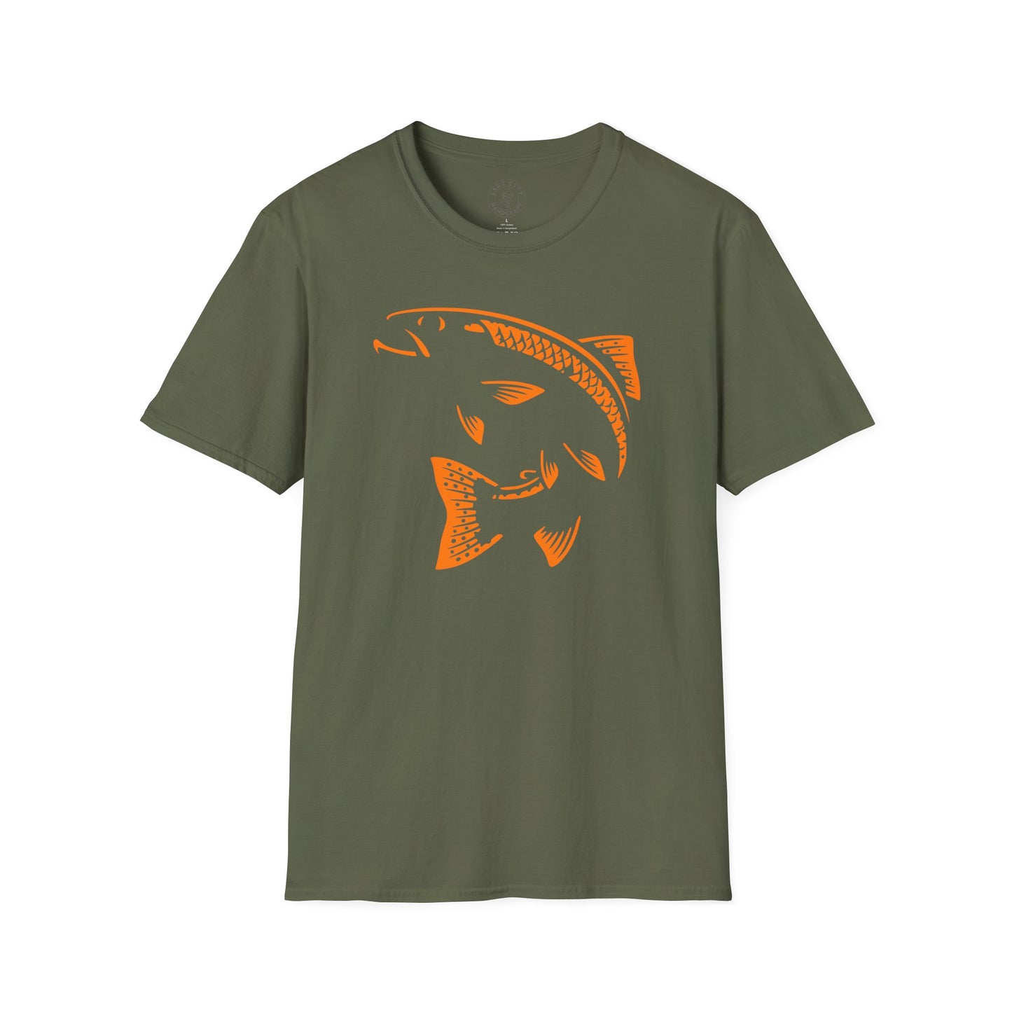 Fish Graphic T-Shirt — Orange Carved Bass Tee for Anglers & Coastal Style