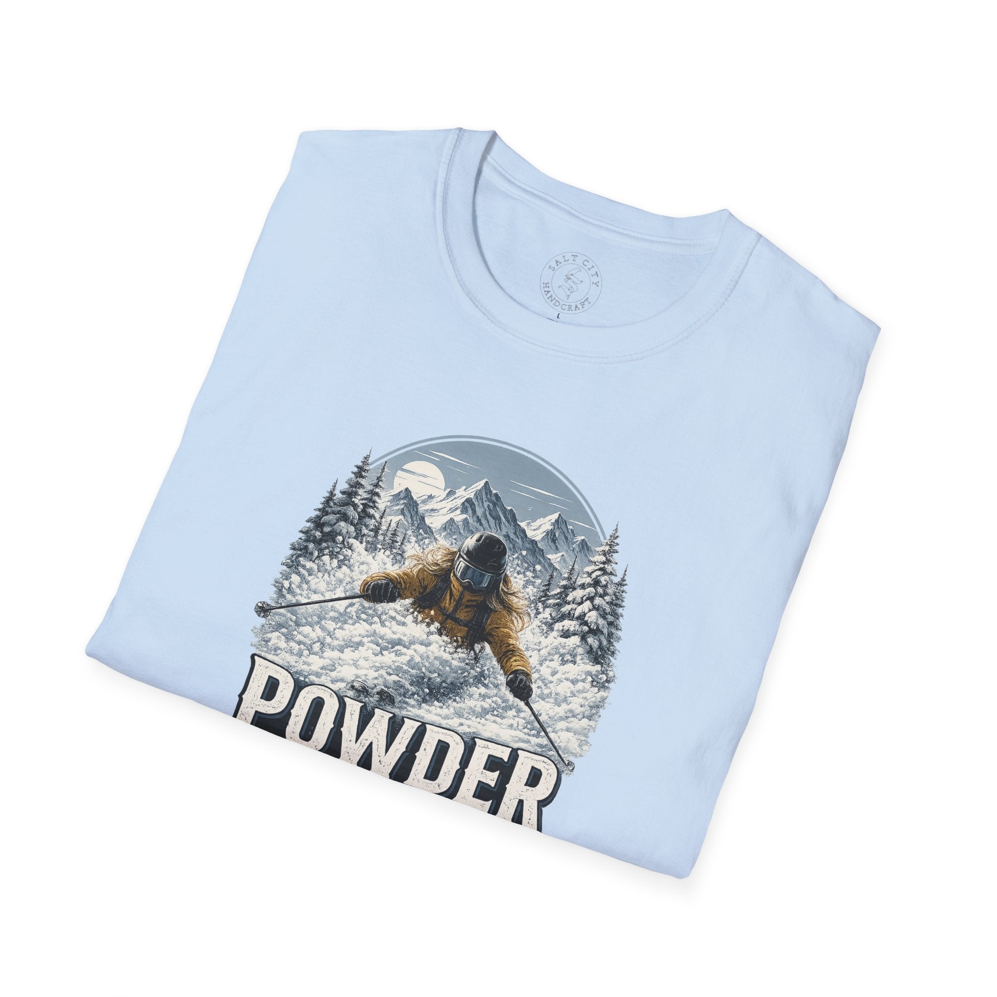 Women's Powder Before Work Ski T-Shirt |  Snowboarding Skiing Mountain Graphic Tee | Unisex Tee