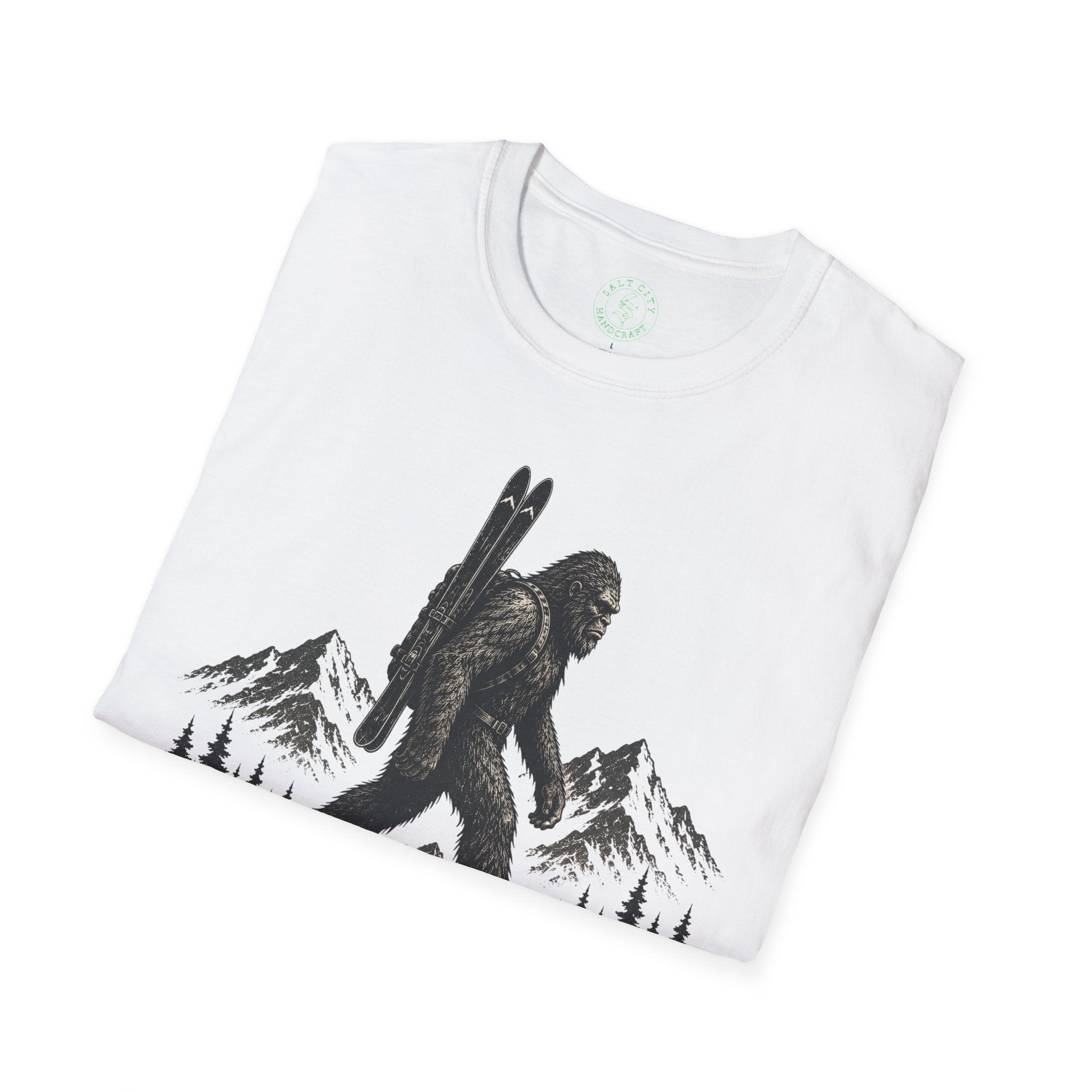 Backcountry Sasquatch T-Shirt — Mountain Skiing Bigfoot Outdoor Tee