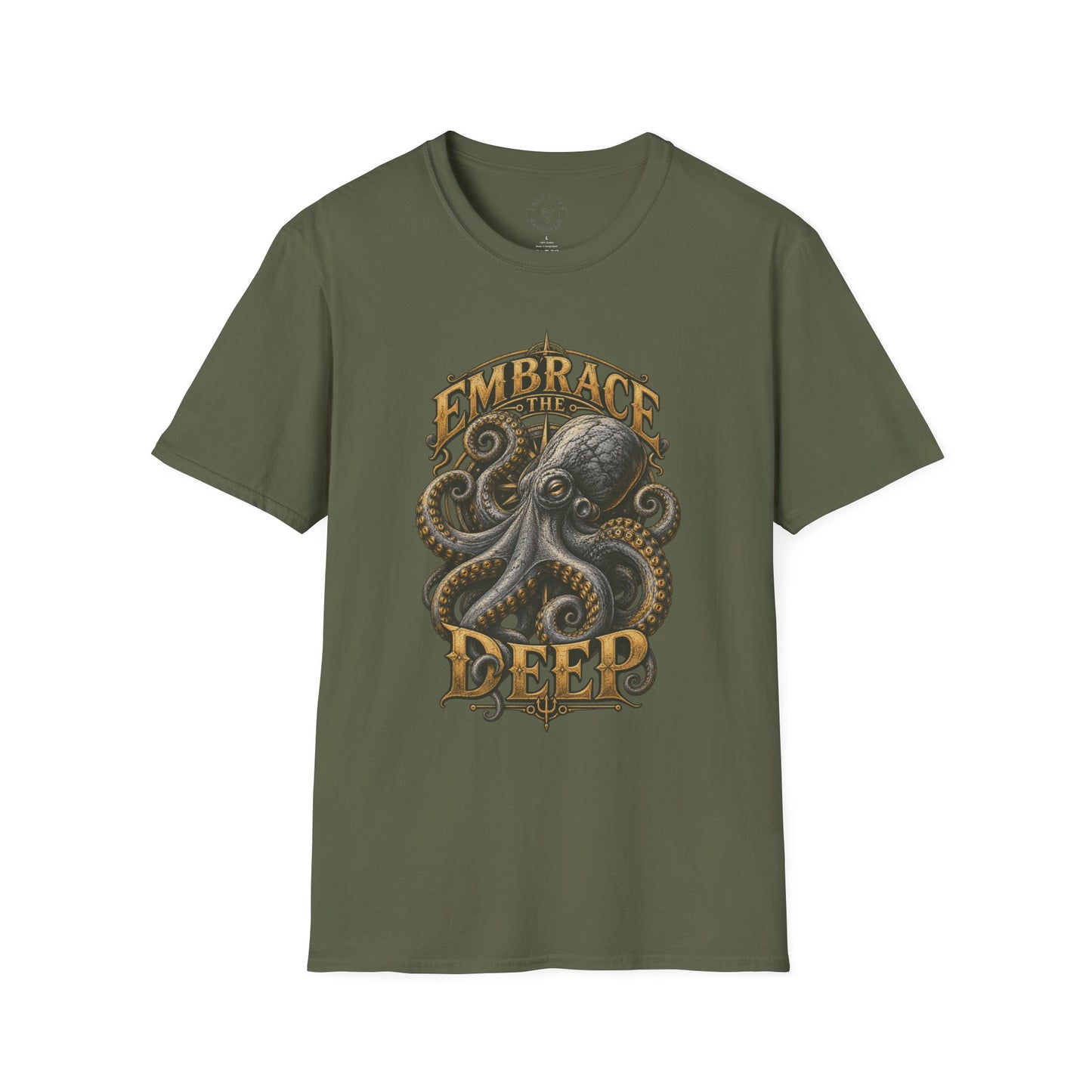 Unisex Softstyle T-Shirt - Unique Octopus Print - Slightly Faded Design