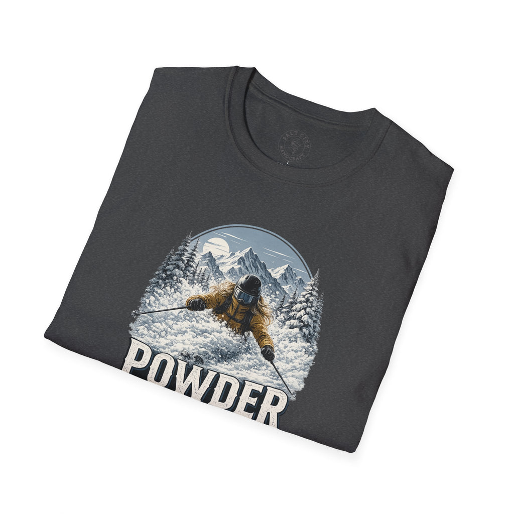 Women's Powder Before Work Ski T-Shirt |  Snowboarding Skiing Mountain Graphic Tee | Unisex Tee