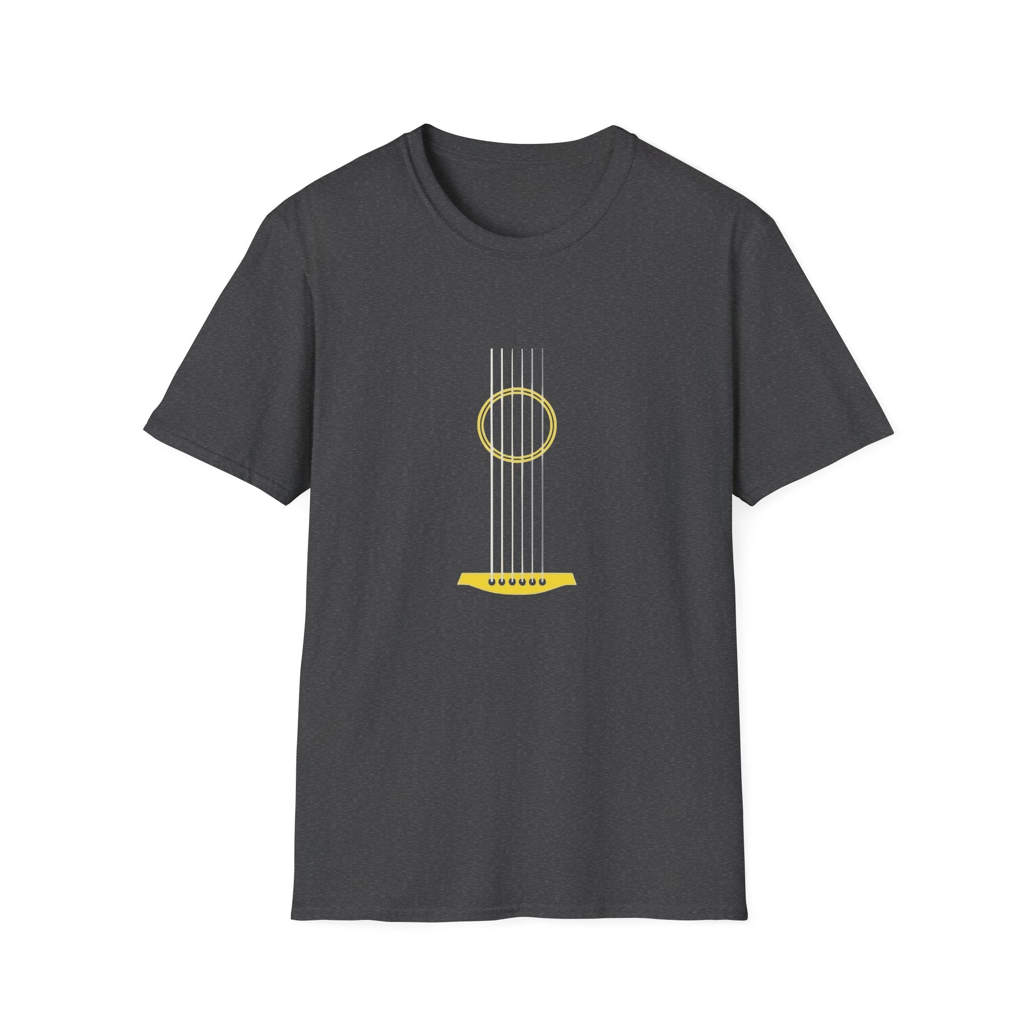 Minimal Acoustic Guitar Graphic T-Shirt | Yellow Guitar Strings