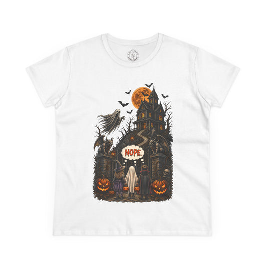 Women's Halloween Haunted House T-Shirt — 'Nope' Ghost Kids Pumpkin Tee