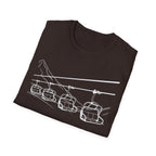 Ski Lift Chairs T-Shirt | Cable Car Line Sketch, Mountain Resort Apparel