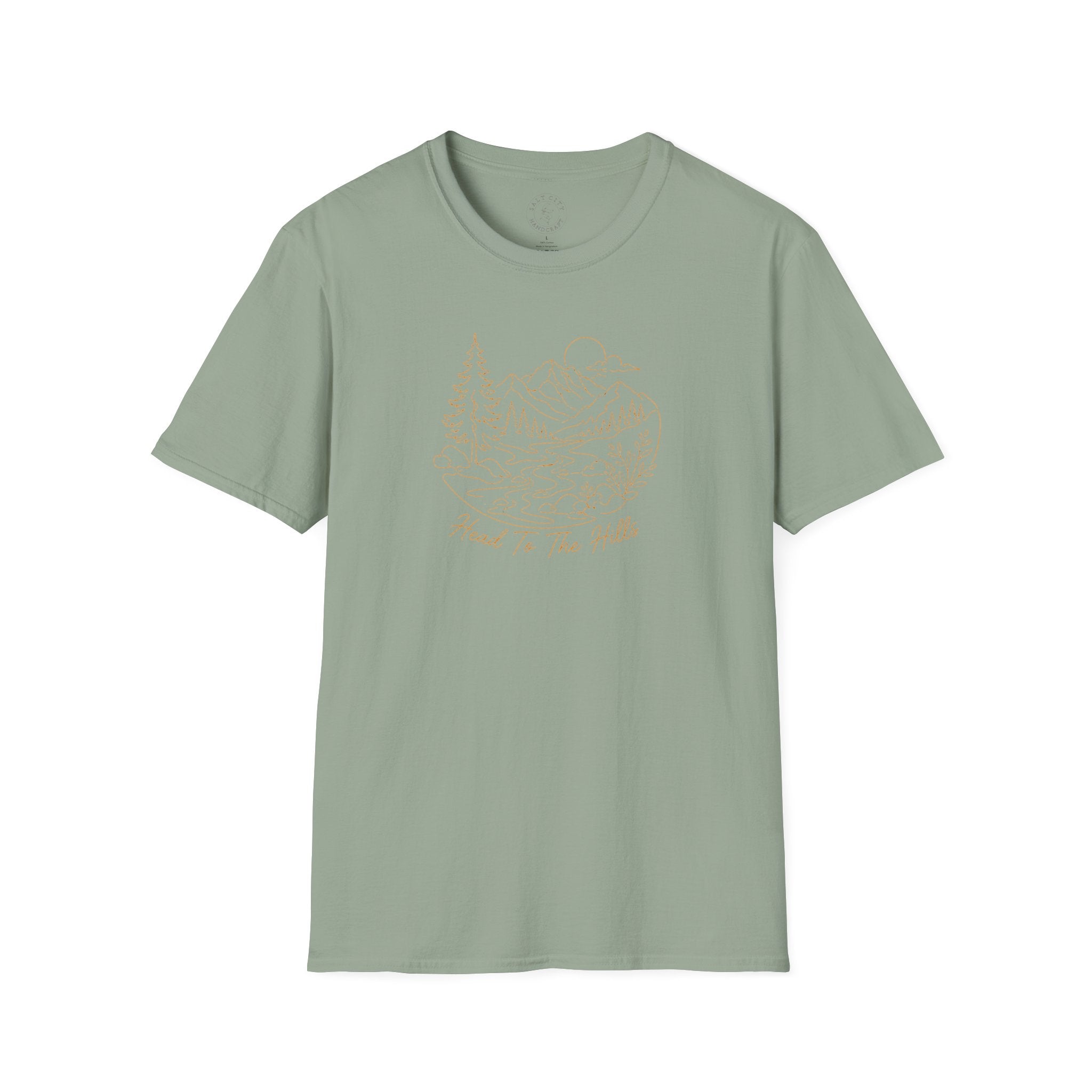 Nature Outline Tee — ‘Head for the Hills’ Mountain Graphic T-Shirt