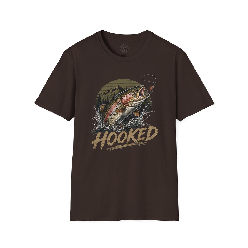 Fishing T-Shirt — 'Hooked' Rainbow Trout Graphic Tee