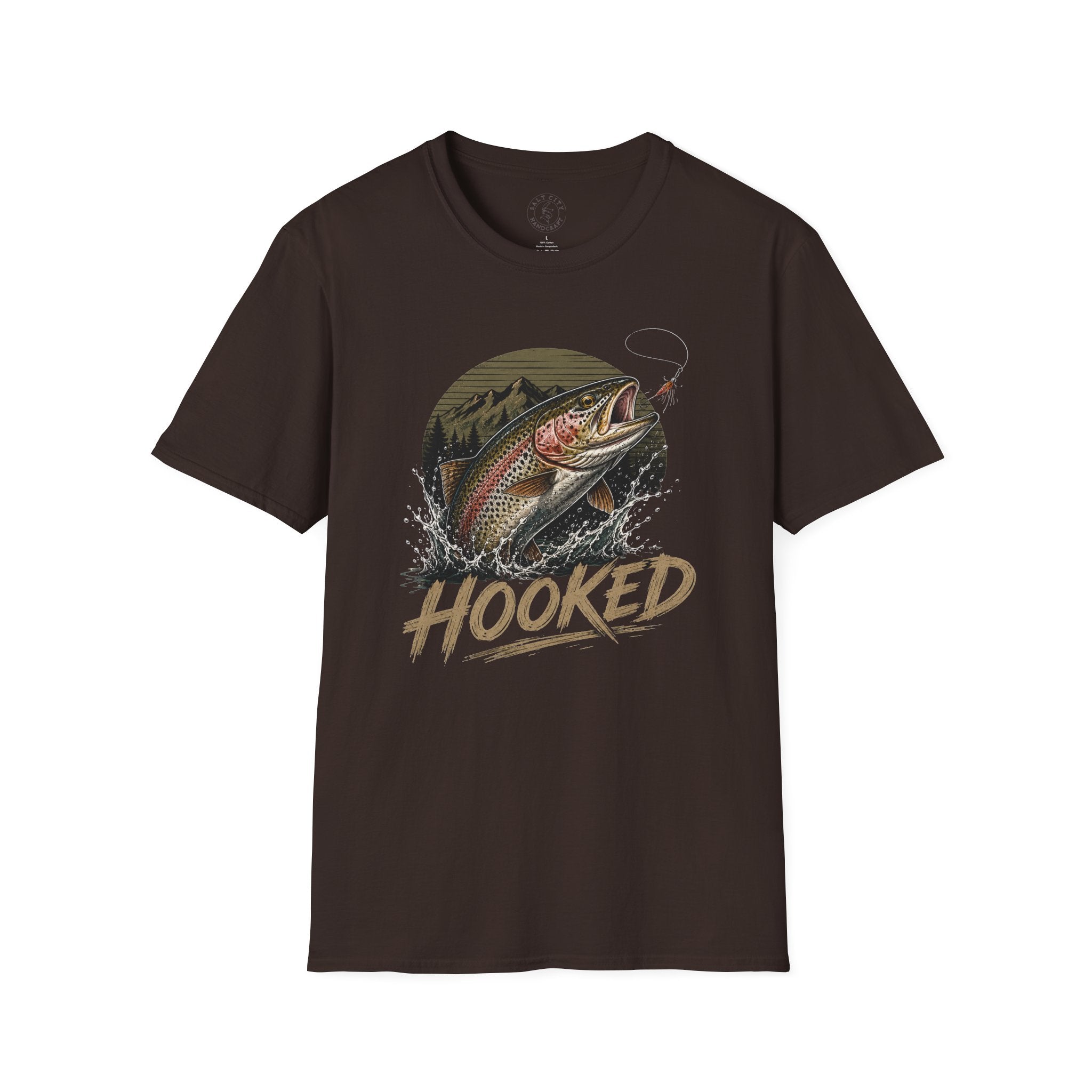 Fishing T-Shirt — 'Hooked' Rainbow Trout Graphic Tee