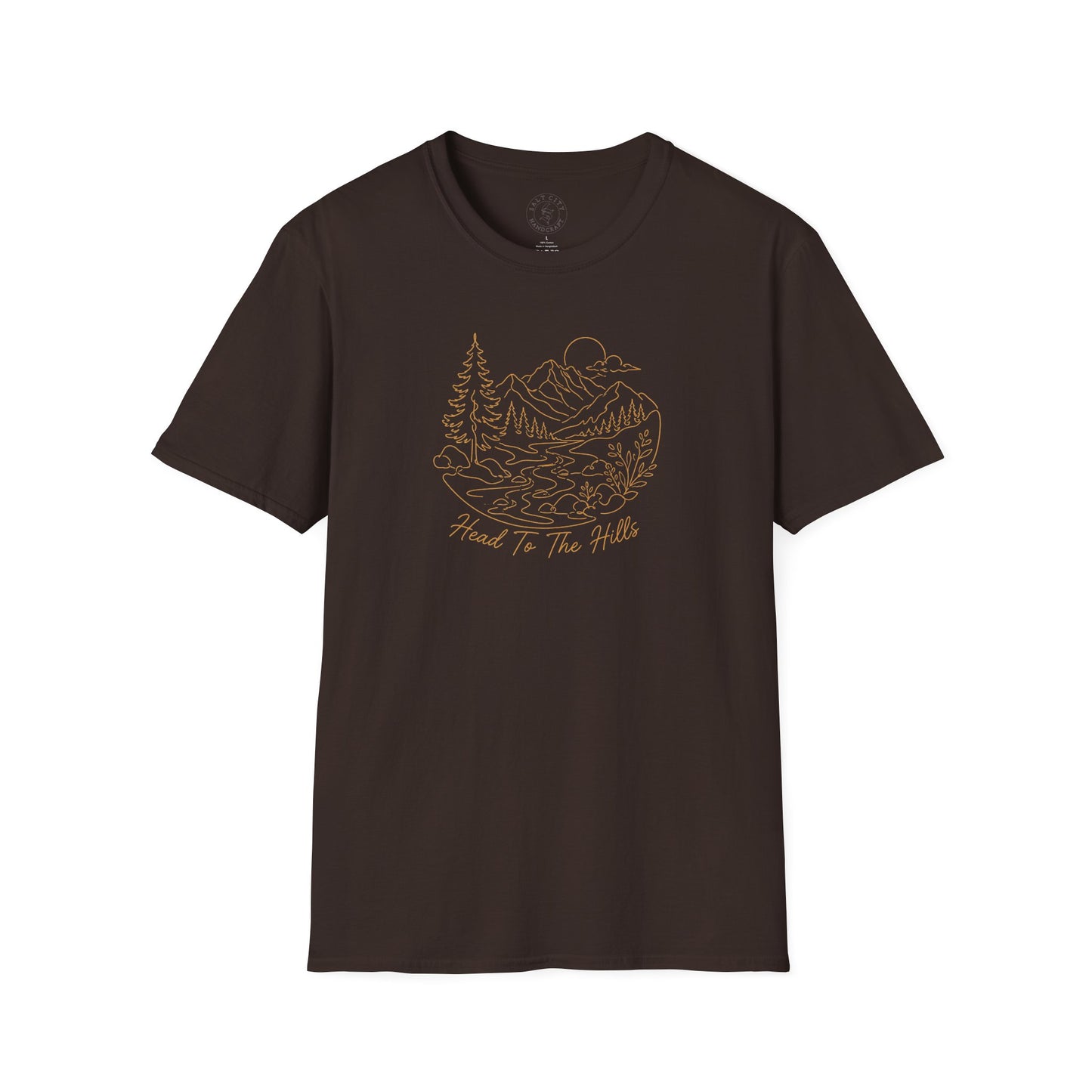 Distressed ‘Head for the Hills’ Mountain Graphic T-Shirt