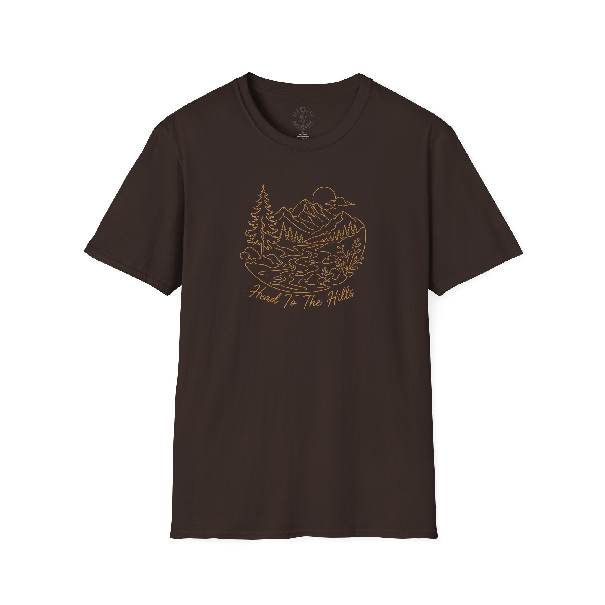 Nature Outline Tee — ‘Head for the Hills’ Mountain Graphic T-Shirt