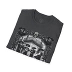 Skeleton Mariachi Band Tee | Ornate Gothic Style Framing | Unisex Softstyle T-Shirt