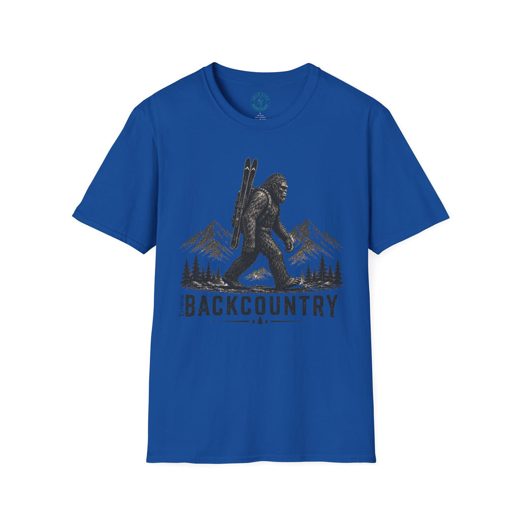 Backcountry Sasquatch T-Shirt — Mountain Skiing Bigfoot Outdoor Tee
