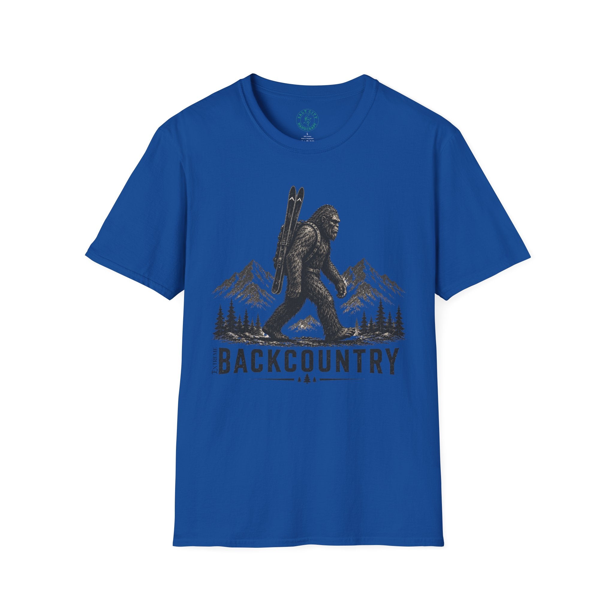 Backcountry Sasquatch T-Shirt — Mountain Skiing Bigfoot Outdoor Tee