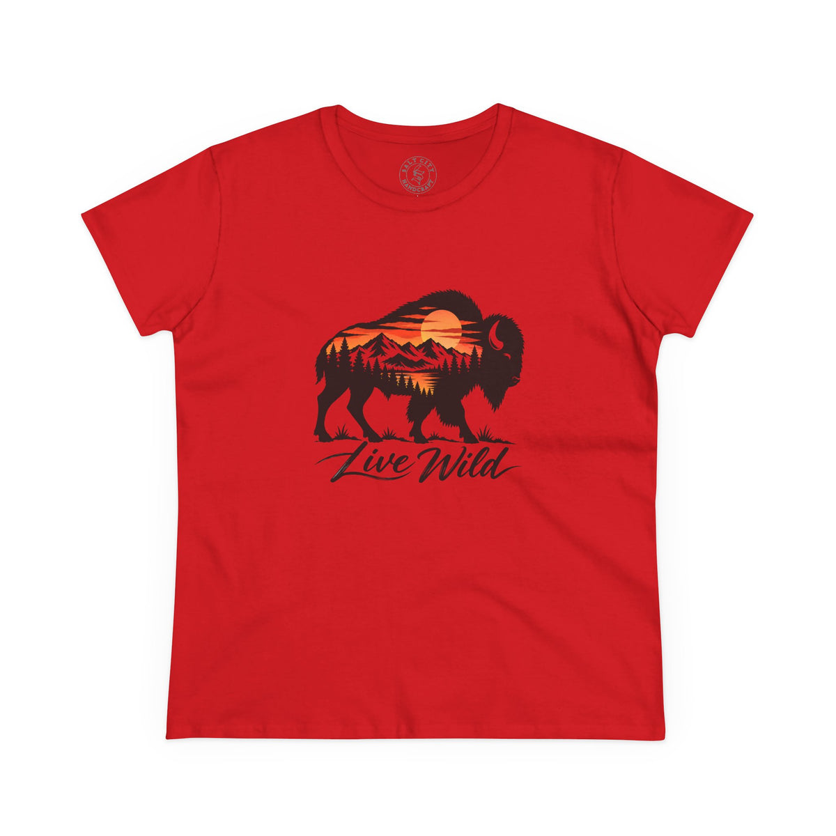 Live Wild Buffalo Tee — Women's Nature Graphic T-Shirt