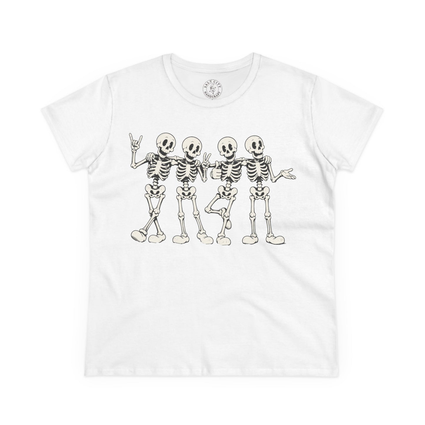 Women's Dancing Skeletons Graphic Shirt (Cute Spooky Halloween Top)