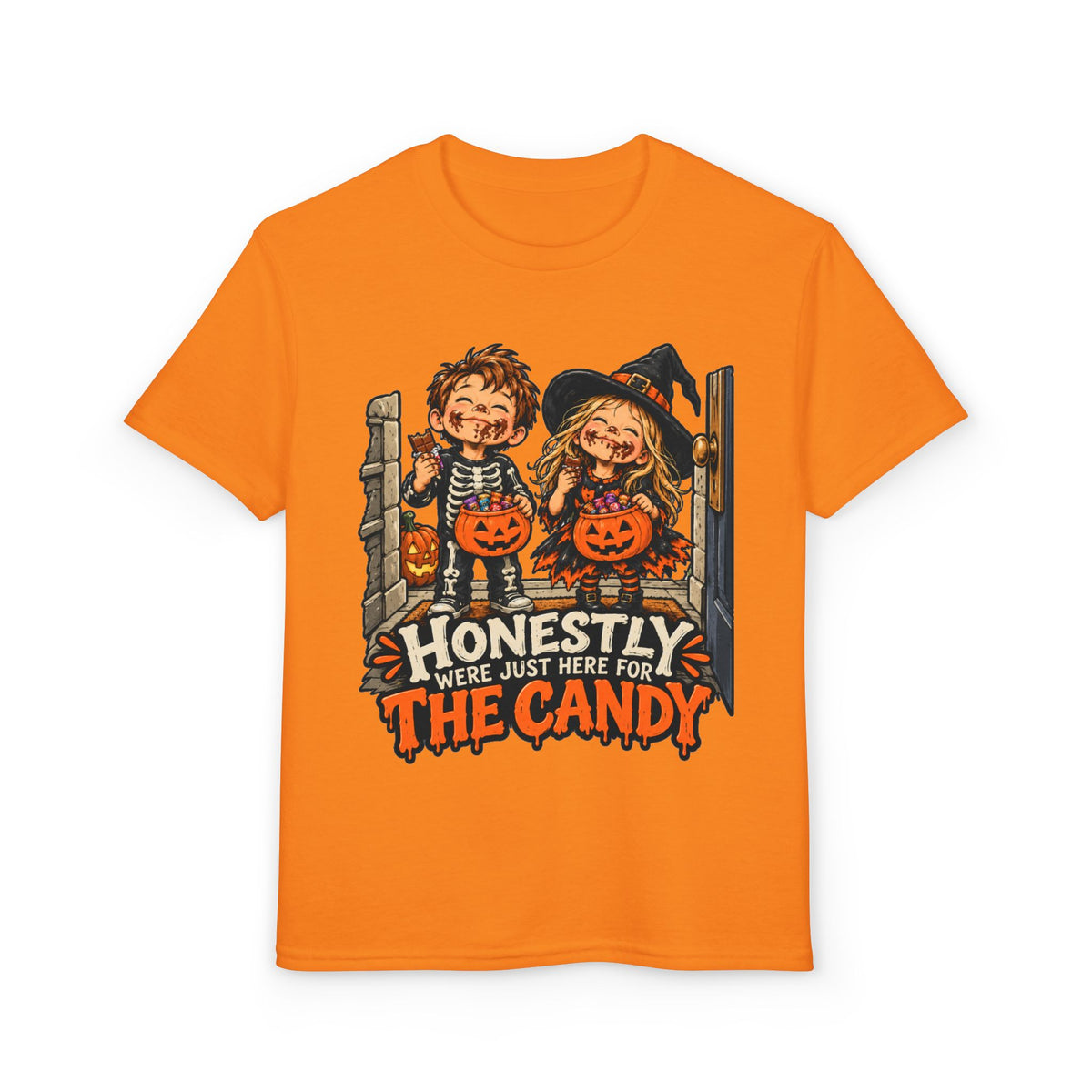 Youth "Honestly We're Just Here for the Candy" Trick-or-Treat Tee