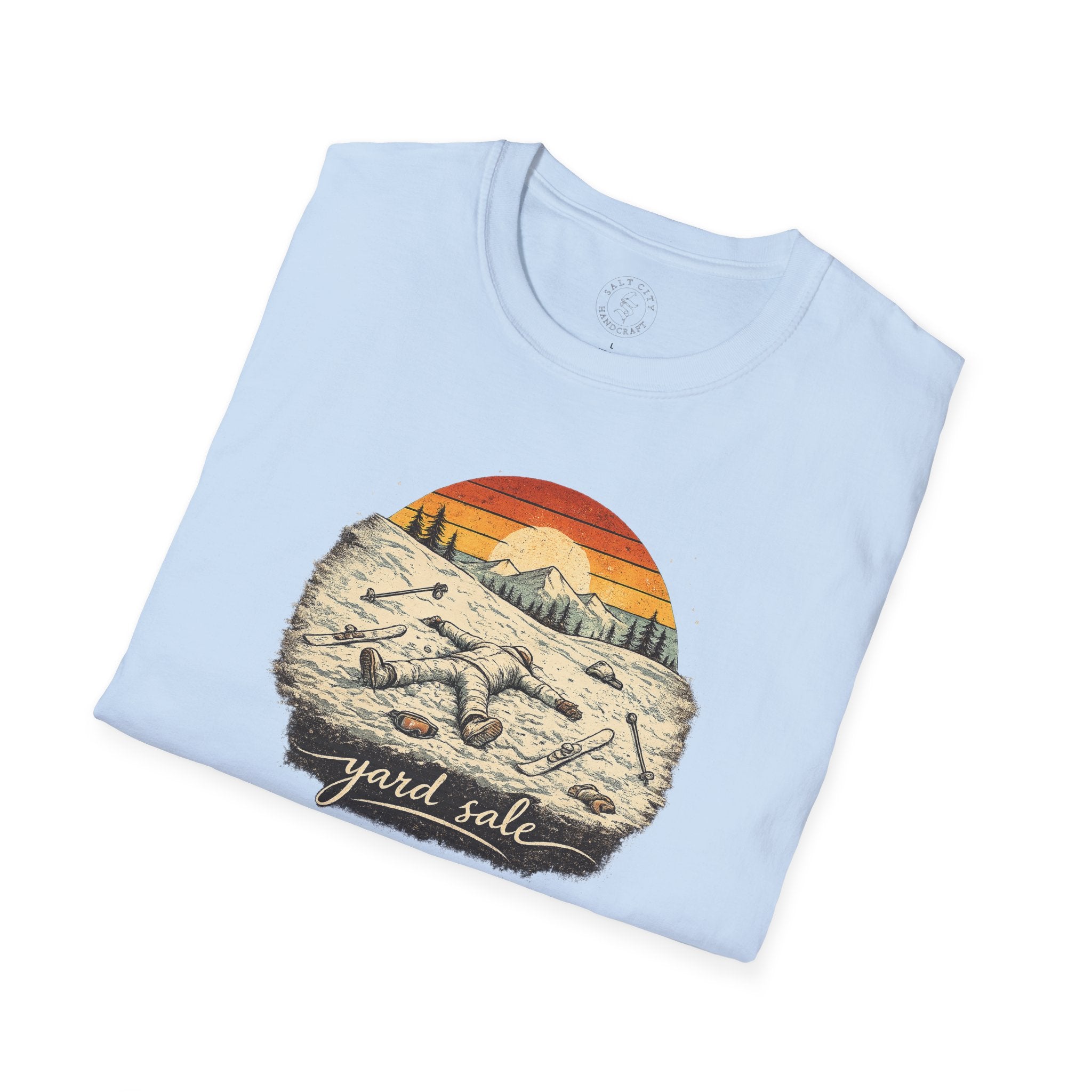 Yard Sale T-Shirt | Retro Mountain Ski Scene Graphic Tee | Ski Tee