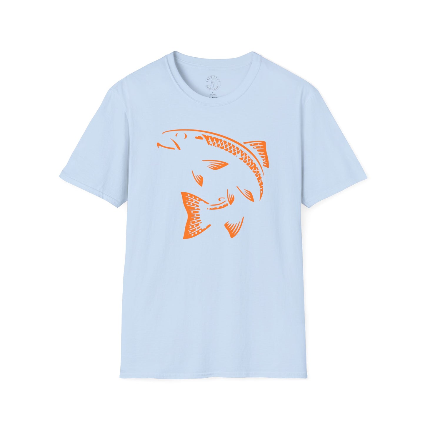 Fish Graphic T-Shirt — Orange Carved Bass Tee for Anglers & Coastal Style