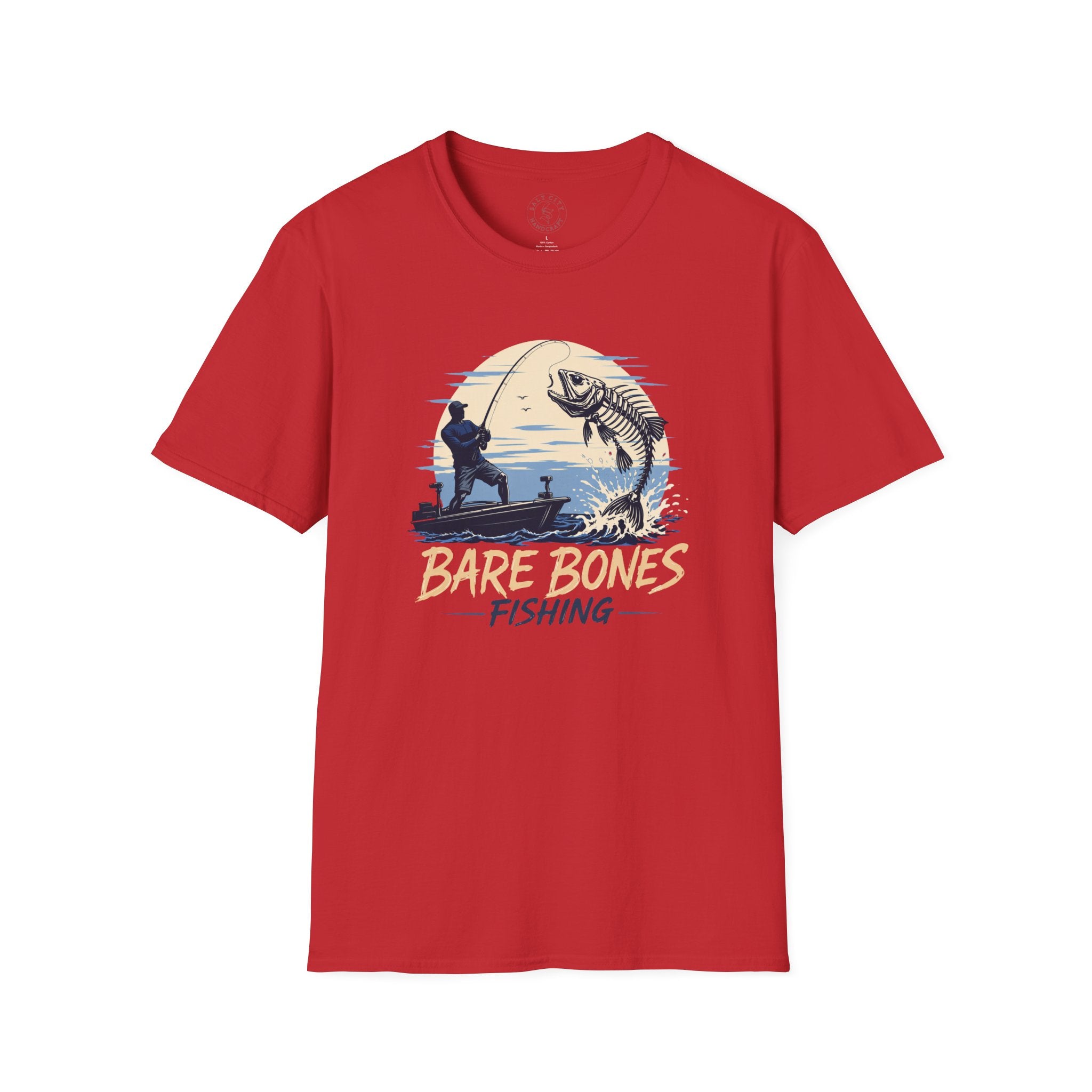 Bare Bones Fishing T-Shirt | Retro Angler Graphic Tee | Fishing Tee