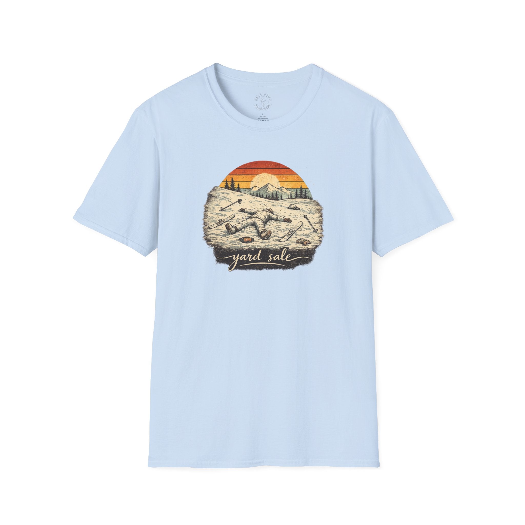 Yard Sale T-Shirt | Retro Mountain Ski Scene Graphic Tee | Ski Tee