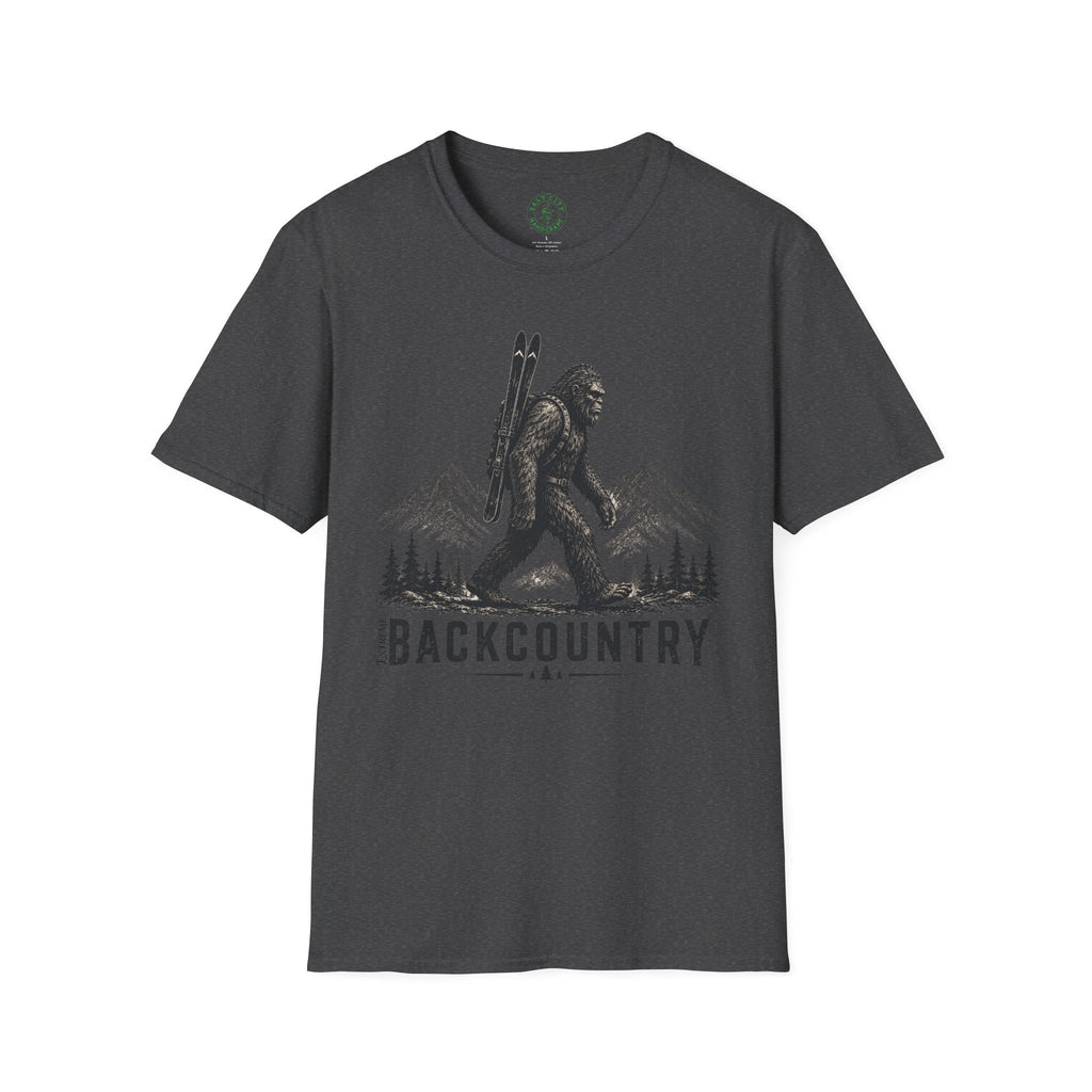 Backcountry Sasquatch T-Shirt — Mountain Skiing Bigfoot Outdoor Tee