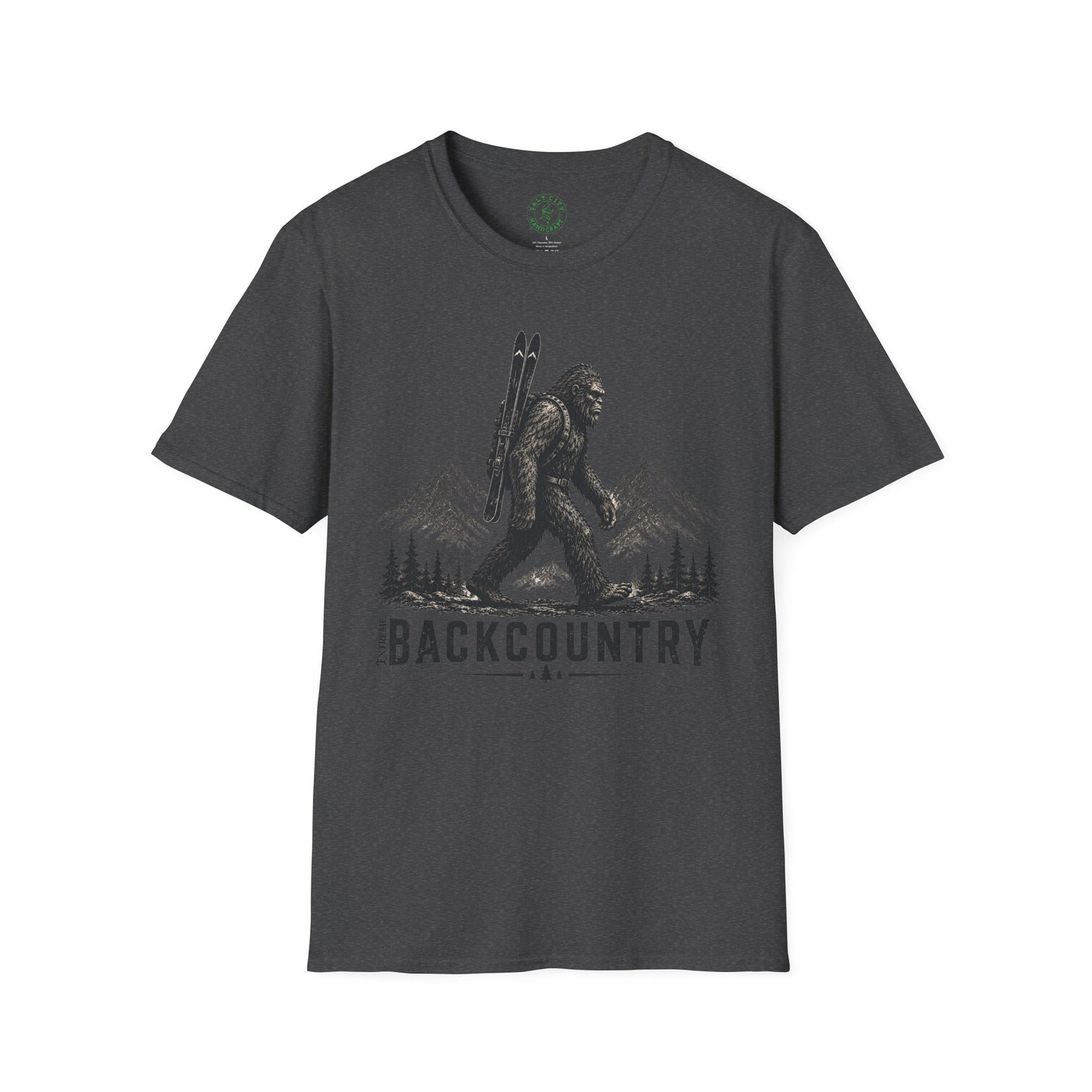Backcountry Sasquatch T-Shirt — Mountain Skiing Bigfoot Outdoor Tee