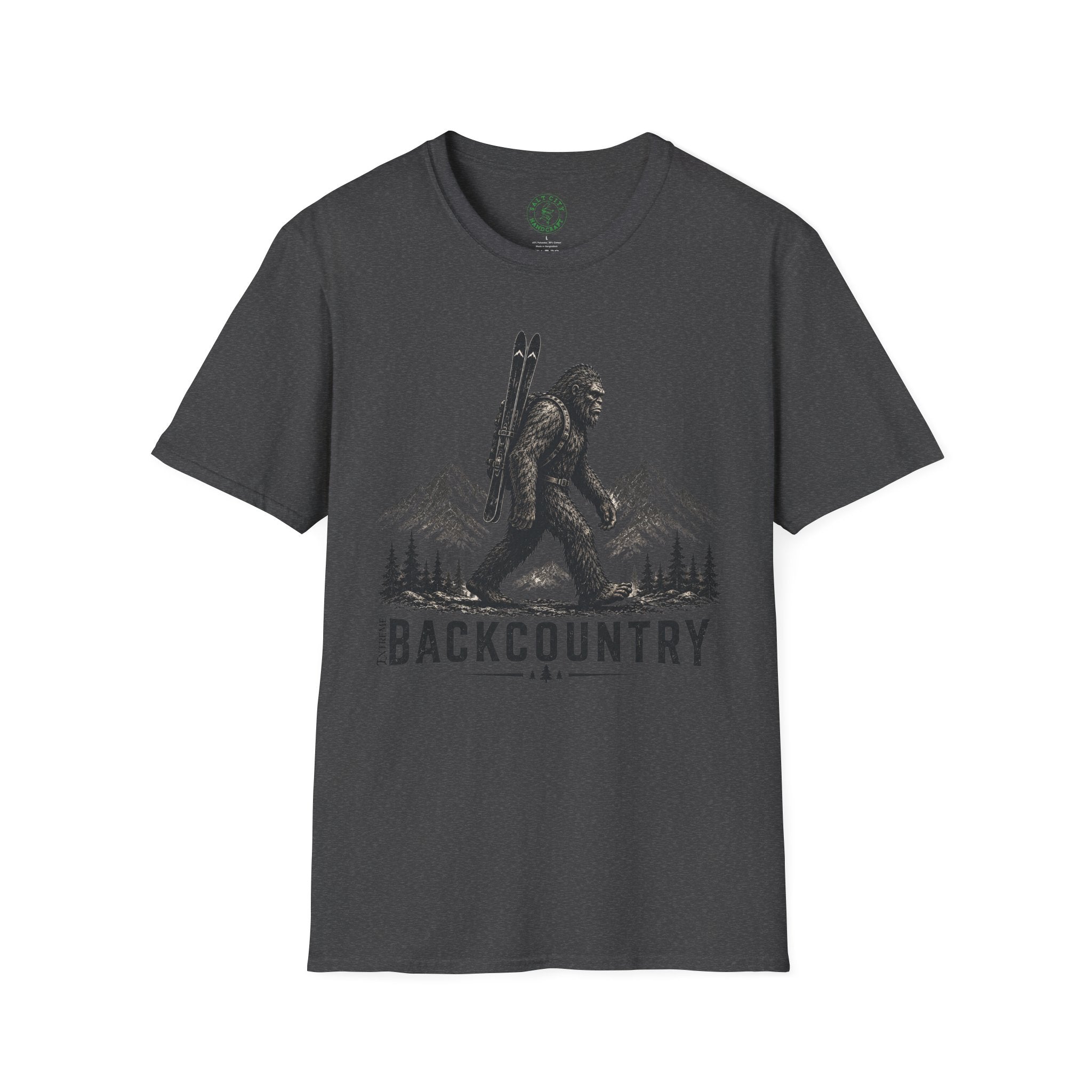 Backcountry Sasquatch T-Shirt — Mountain Skiing Bigfoot Outdoor Tee