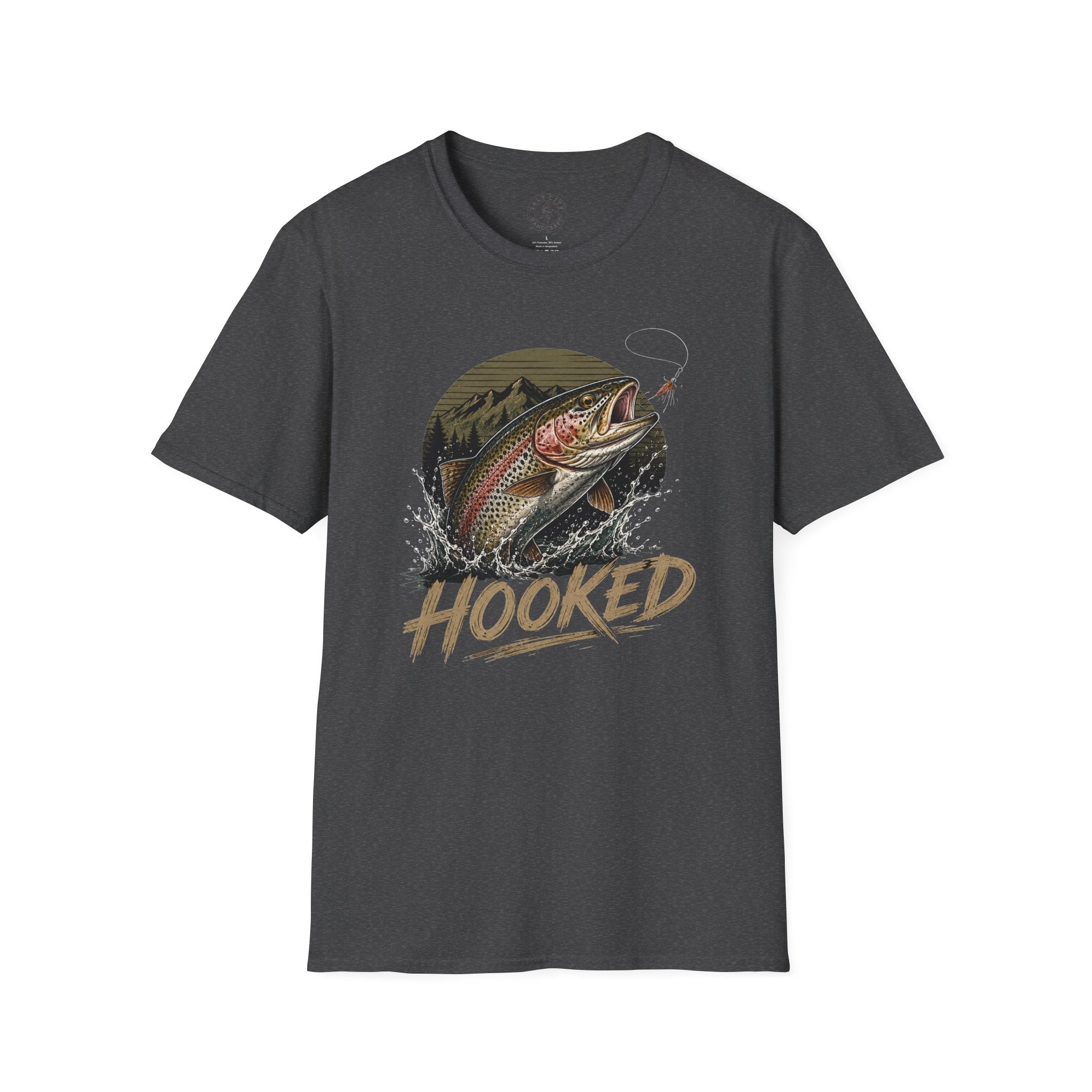 Fishing T-Shirt — 'Hooked' Rainbow Trout Graphic Tee