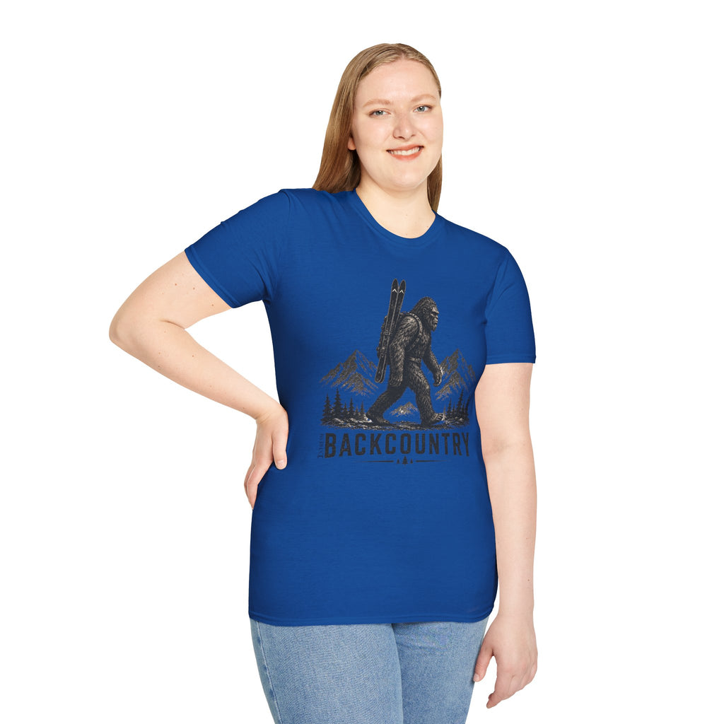 Backcountry Sasquatch T-Shirt — Mountain Skiing Bigfoot Outdoor Tee