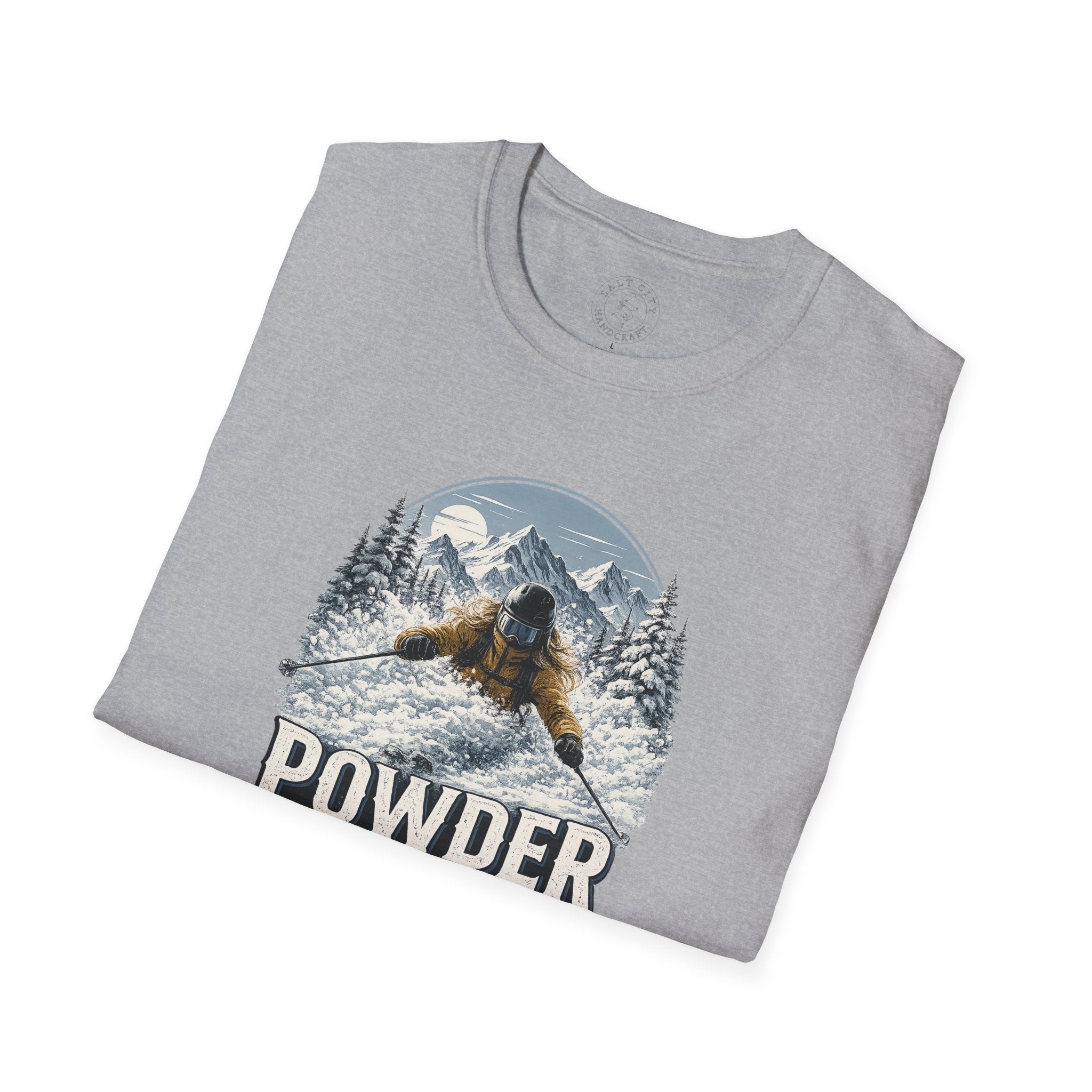 Women's Powder Before Work Ski T-Shirt |  Snowboarding Skiing Mountain Graphic Tee | Unisex Tee