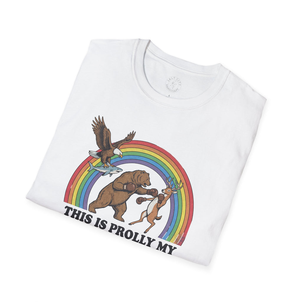 This Is Prolly My Awesomest T-Shirt — Funny Retro Rainbow Animal Graphic Tee