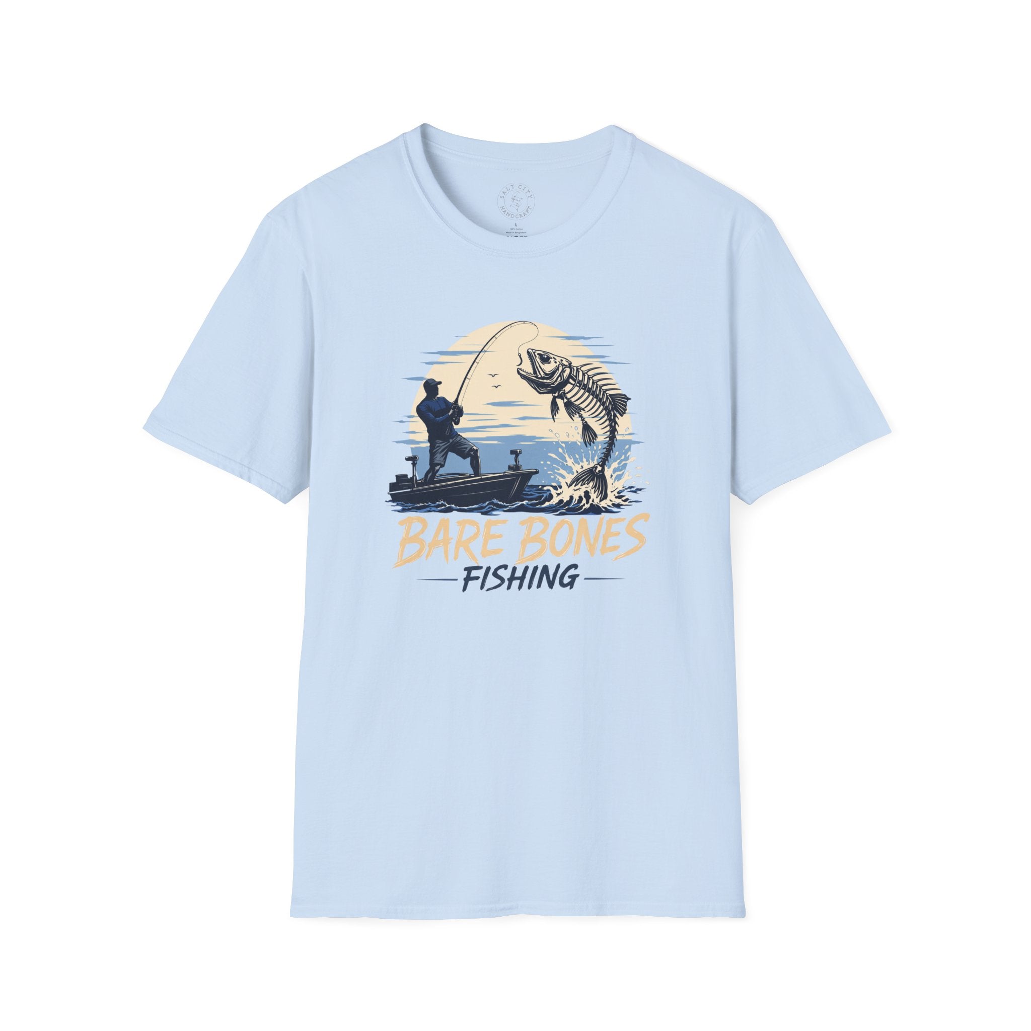 Bare Bones Fishing T-Shirt | Retro Angler Graphic Tee | Fishing Tee