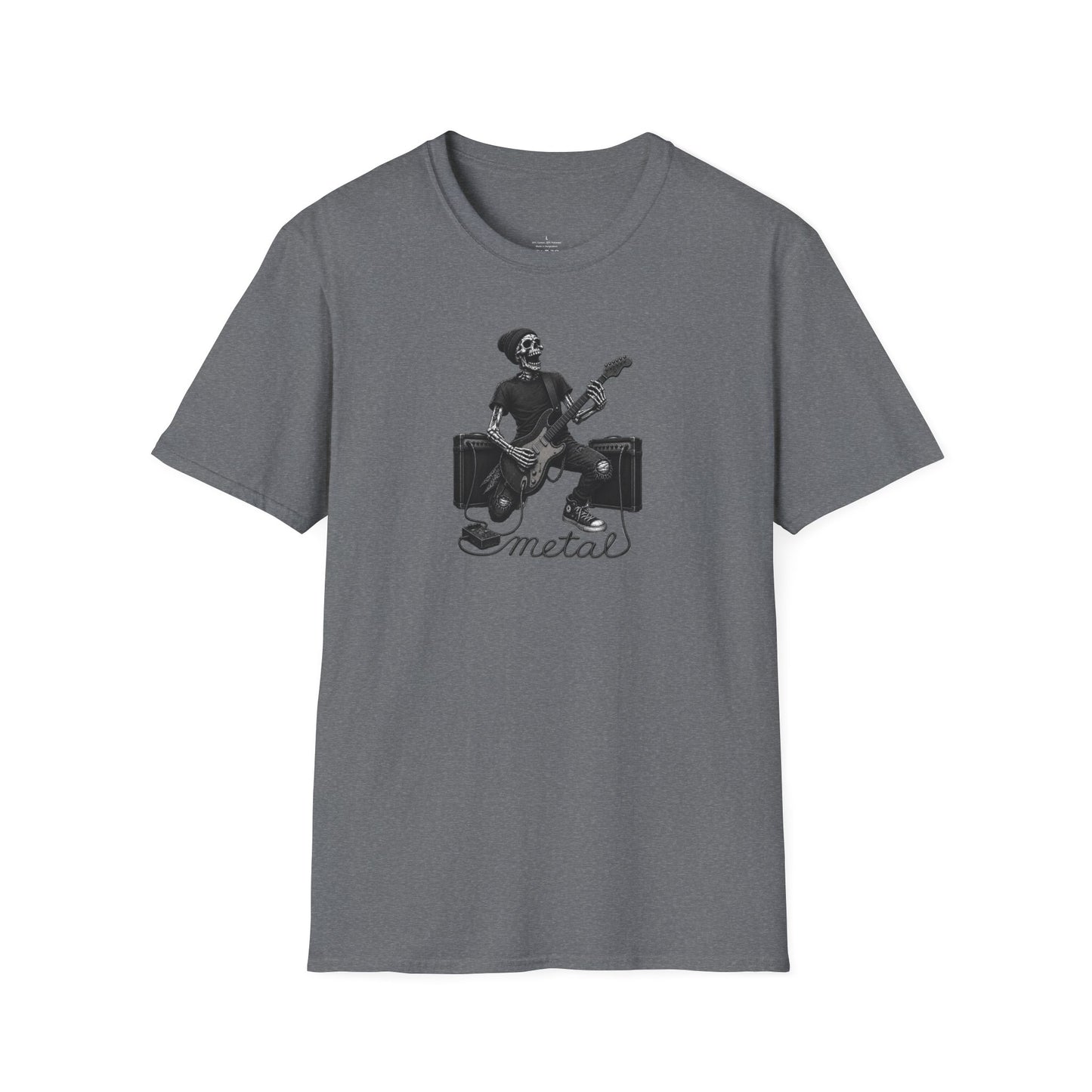 Rock and Roll Skeleton Tee | Unisex Softstyle Metal T-Shirt