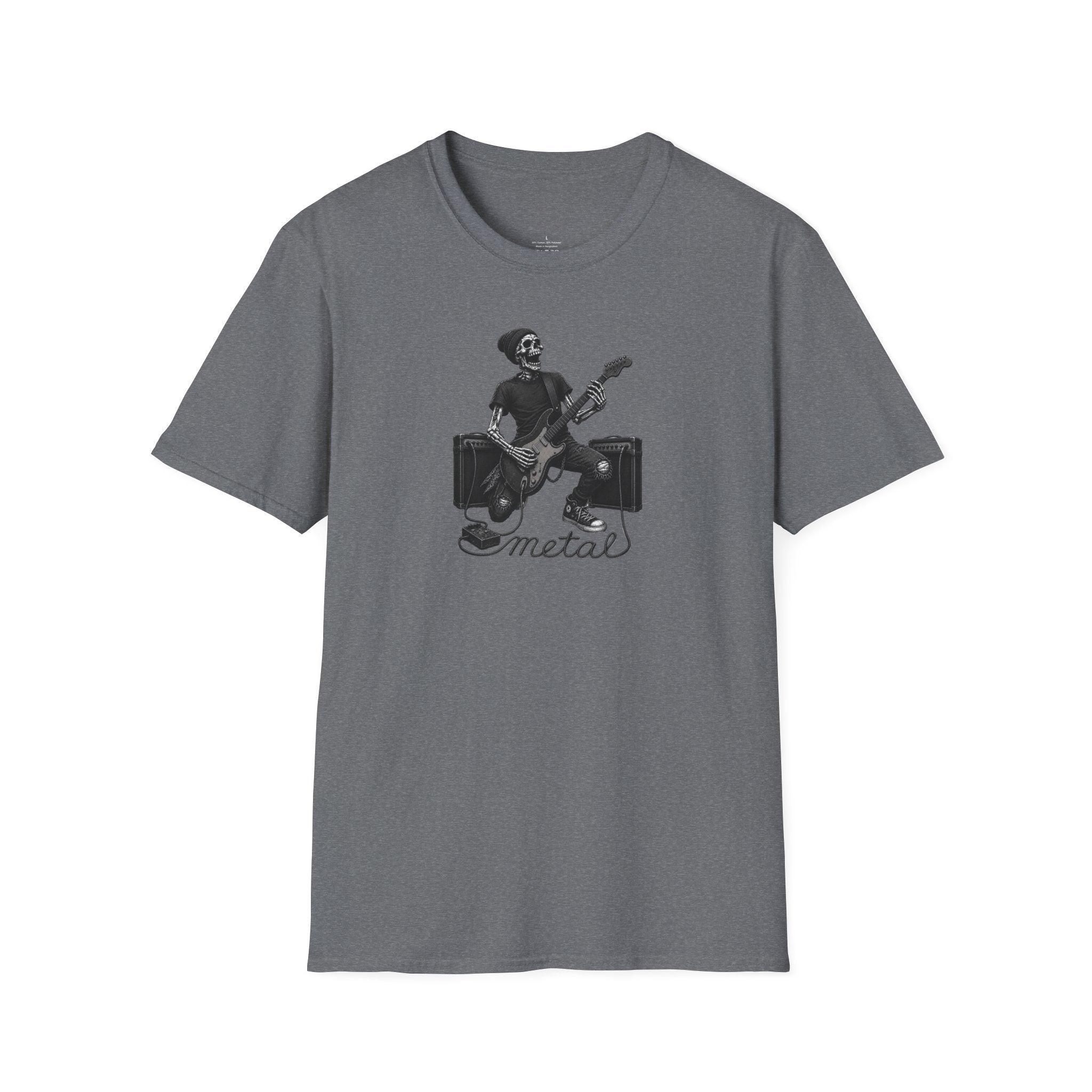 Rock and Roll Skeleton Tee | Unisex Softstyle Metal T-Shirt