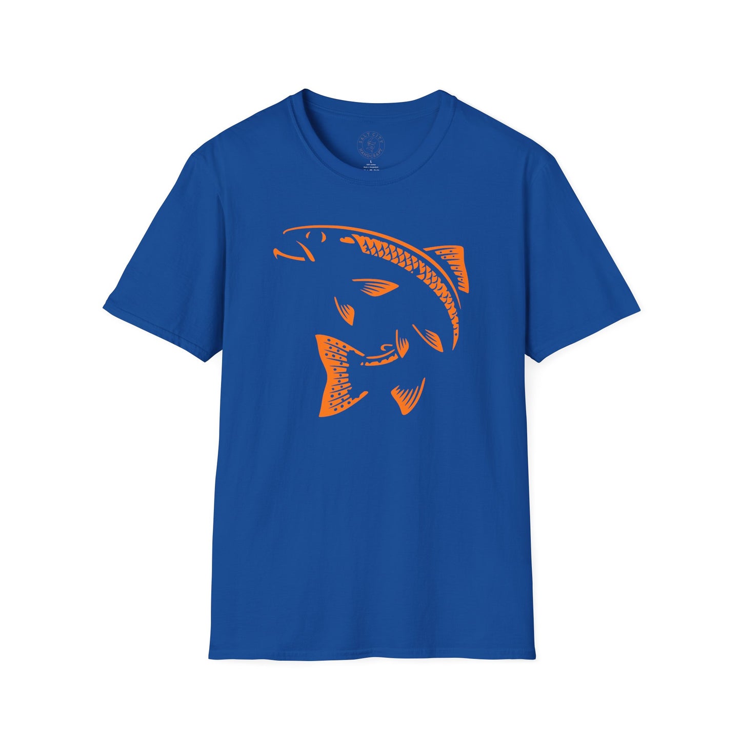 Fish Graphic T-Shirt — Orange Carved Bass Tee for Anglers & Coastal Style
