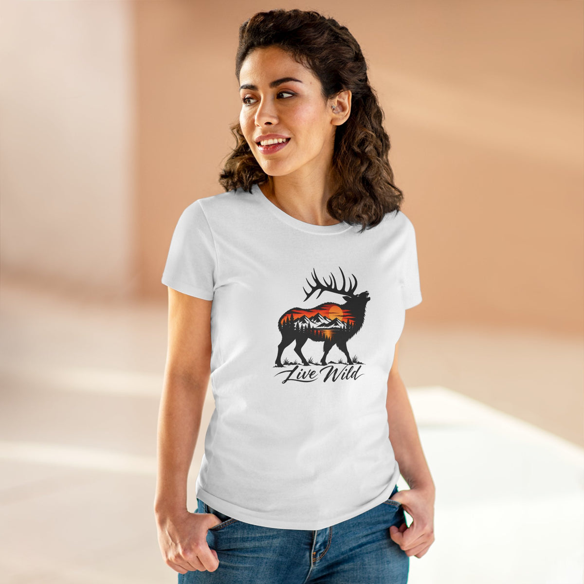 Women's Midweight Elk Cotton Tee
