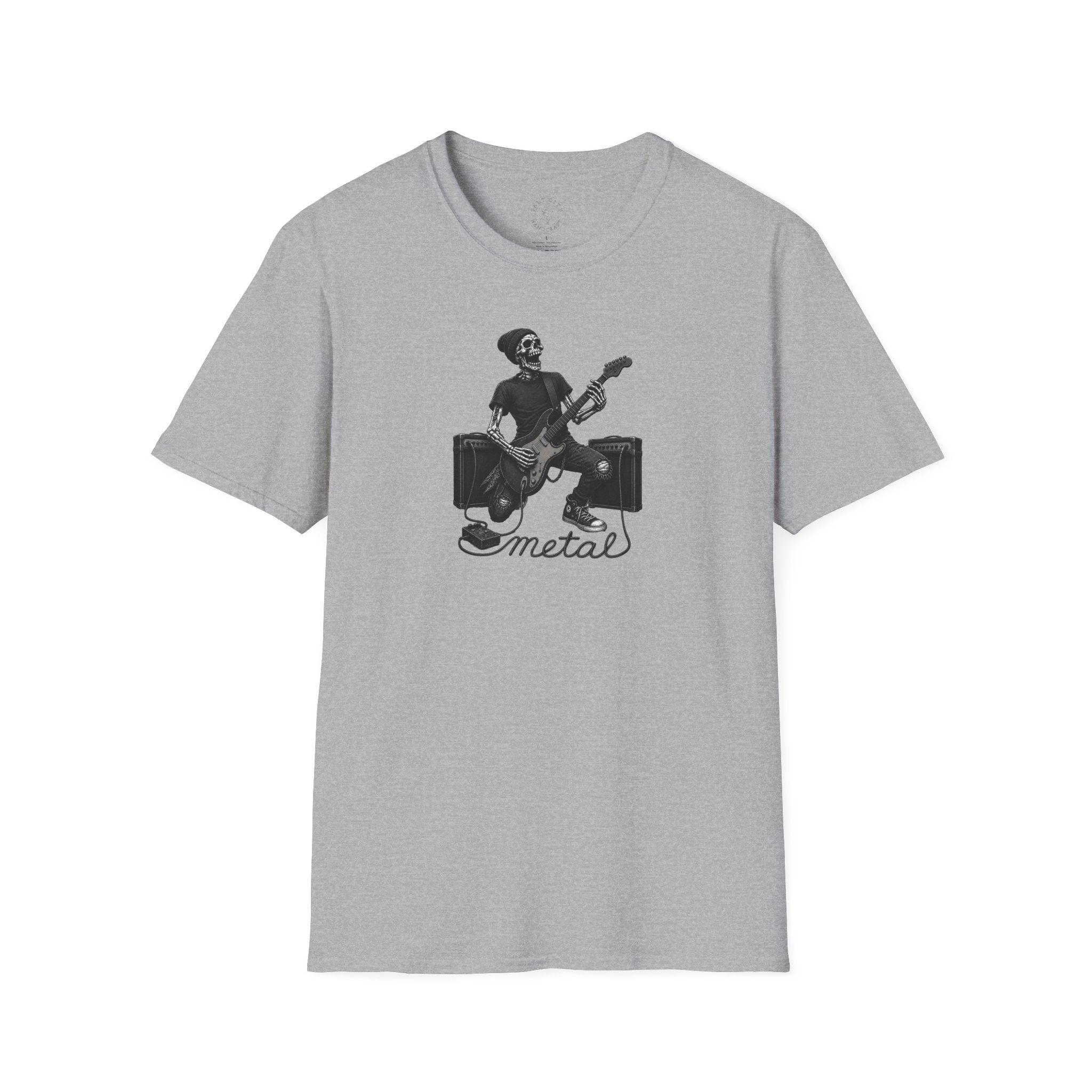 Rock and Roll Skeleton Tee | Unisex Softstyle Metal T-Shirt