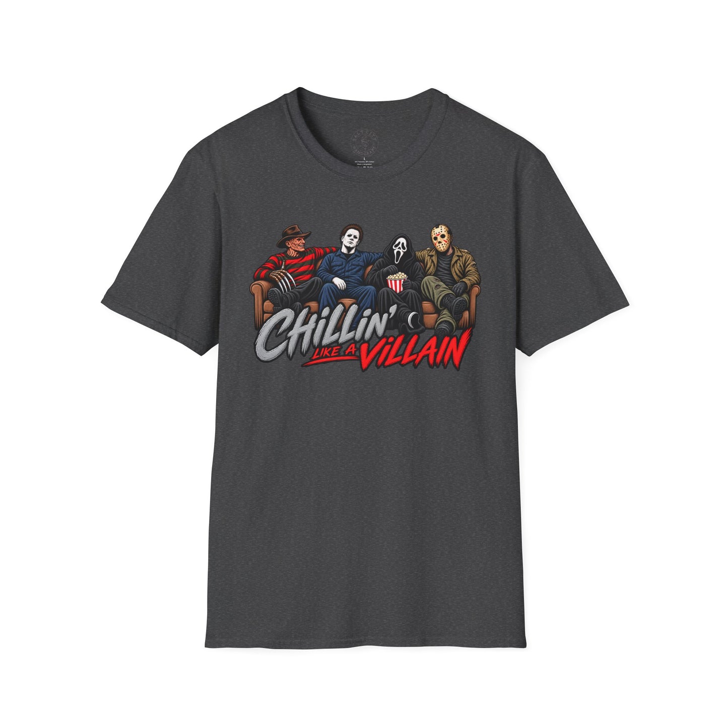 Chillin' Like a Villain Horror Movie Tee — Michael Myers, Freddy, Jason & Ghostface Graphic T-Shirt