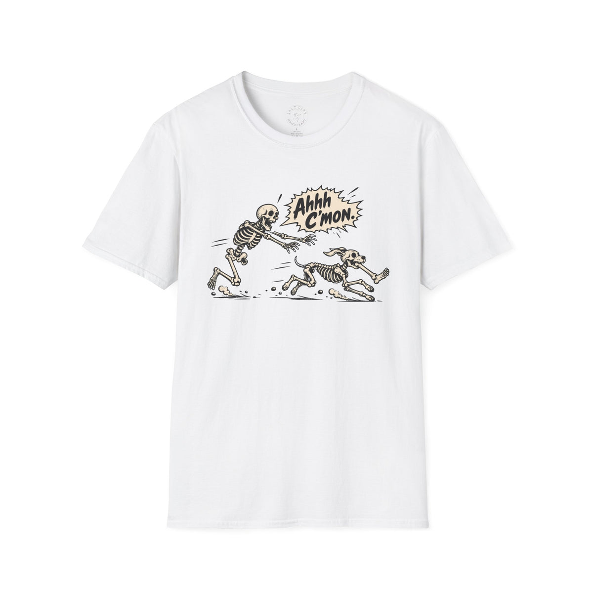 Retro Skeleton & Dog 'Ahhh C'mon' Vintage Graphic