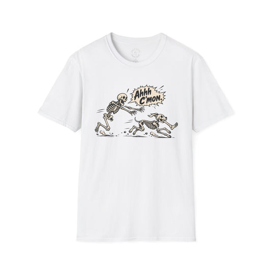 Retro Skeleton & Dog 'Ahhh C'mon' Vintage Graphic