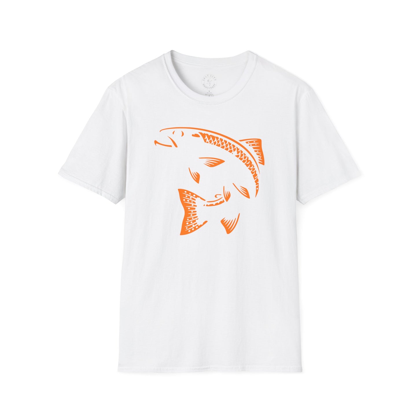 Fish Graphic T-Shirt — Orange Carved Bass Tee for Anglers & Coastal Style