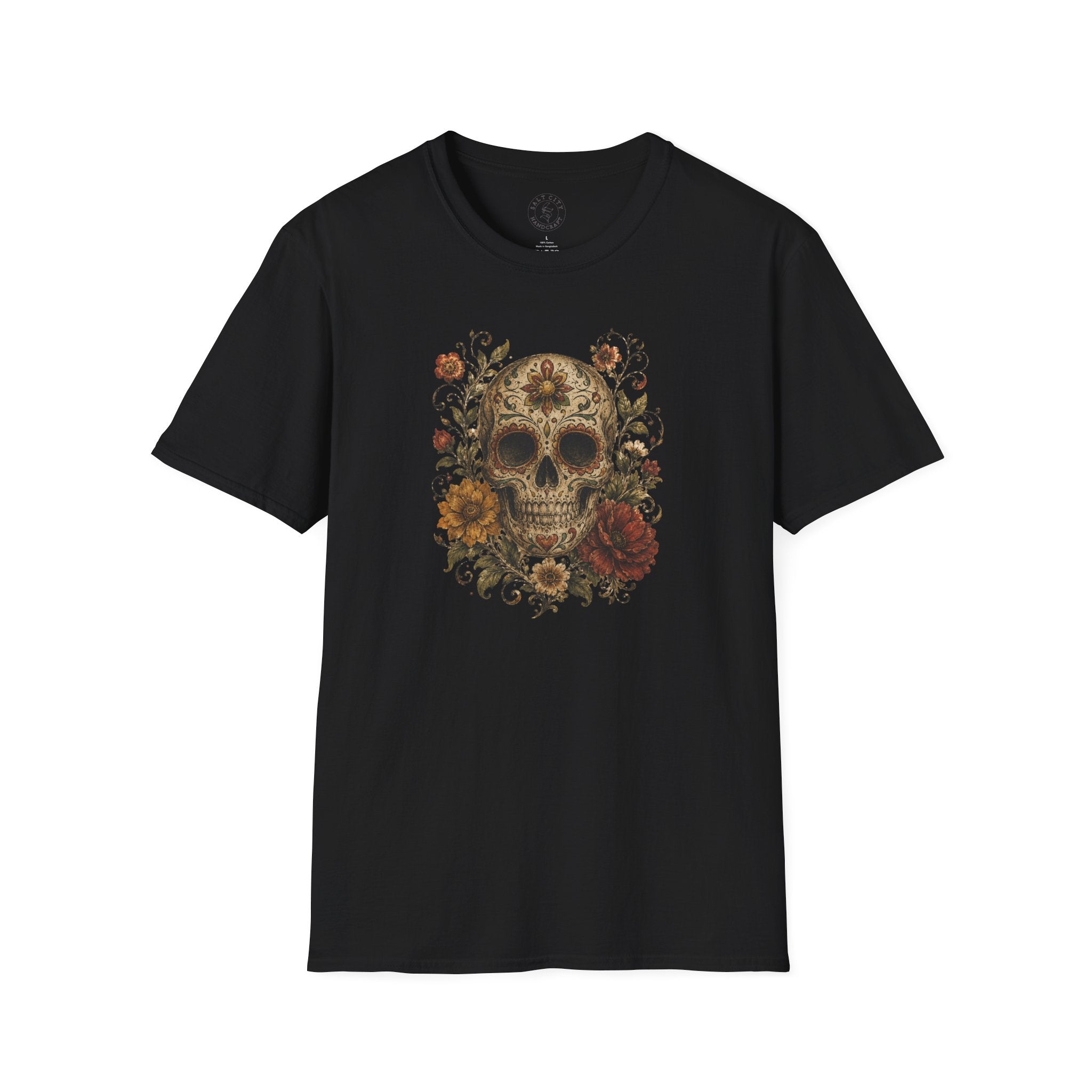 Floral Skull T-Shirt - Day of the Dead Skull Tee