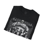 Skeleton Mariachi Band Tee | Ornate Gothic Style Framing | Unisex Softstyle T-Shirt