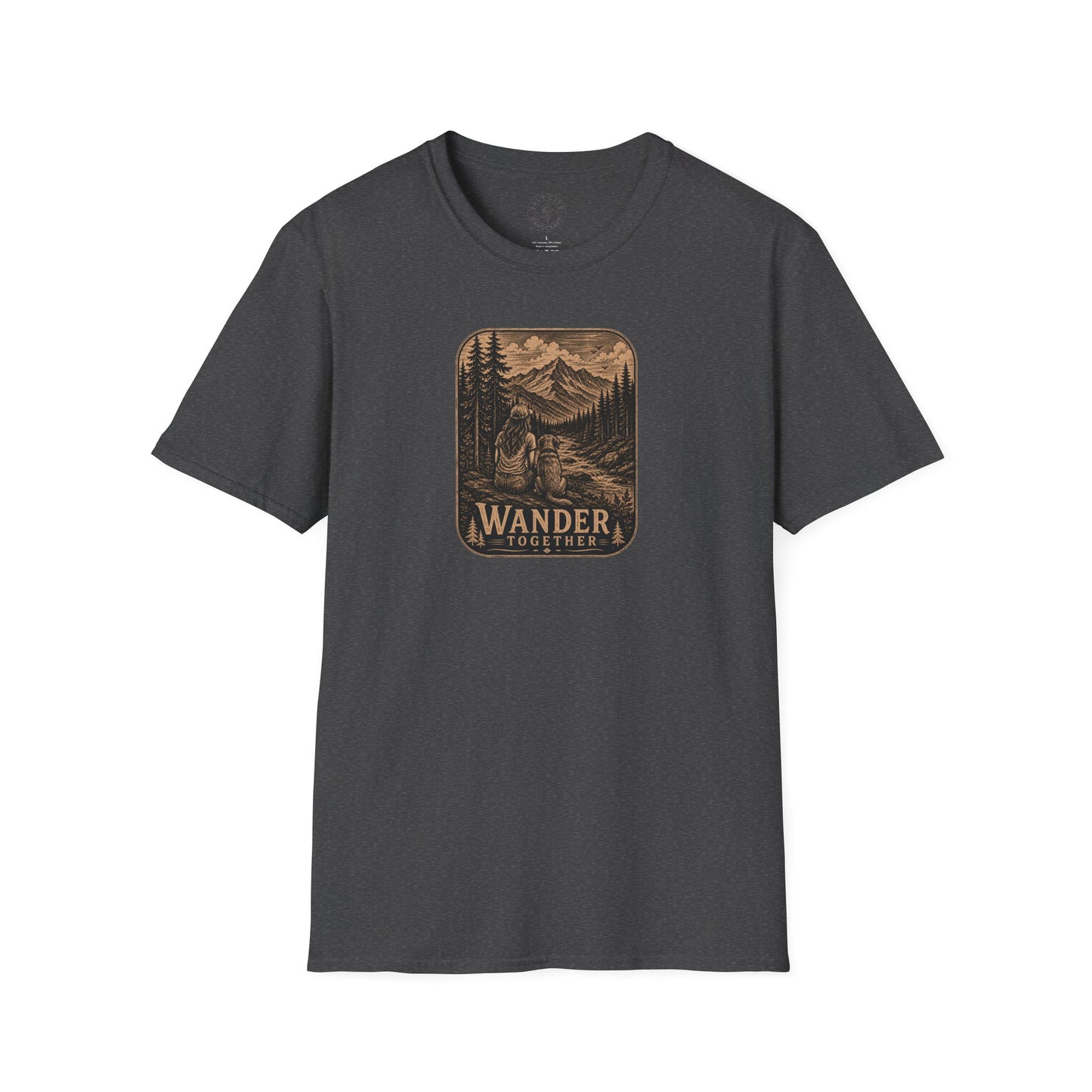 Women With Dog Mountain T-Shirt — 'Wander Together' Vintage Mountain Camping Tee